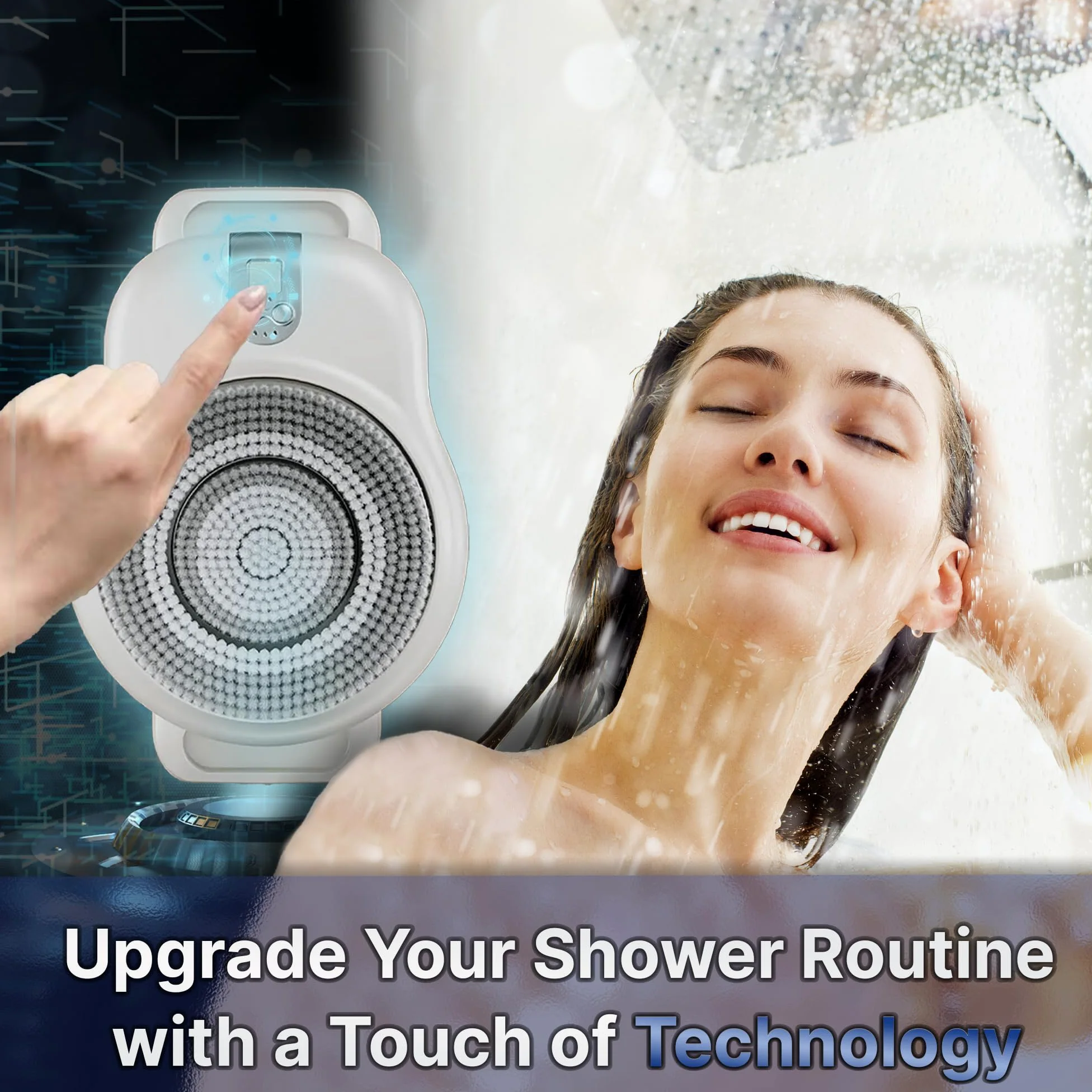 Revolucionario cepillo de ducha giratorio automático montado en la pared, cepillo eléctrico para espalda y cuerpo, limpieza profunda de 360° y exfoliante, cepillo de velocidad ajustable para una
