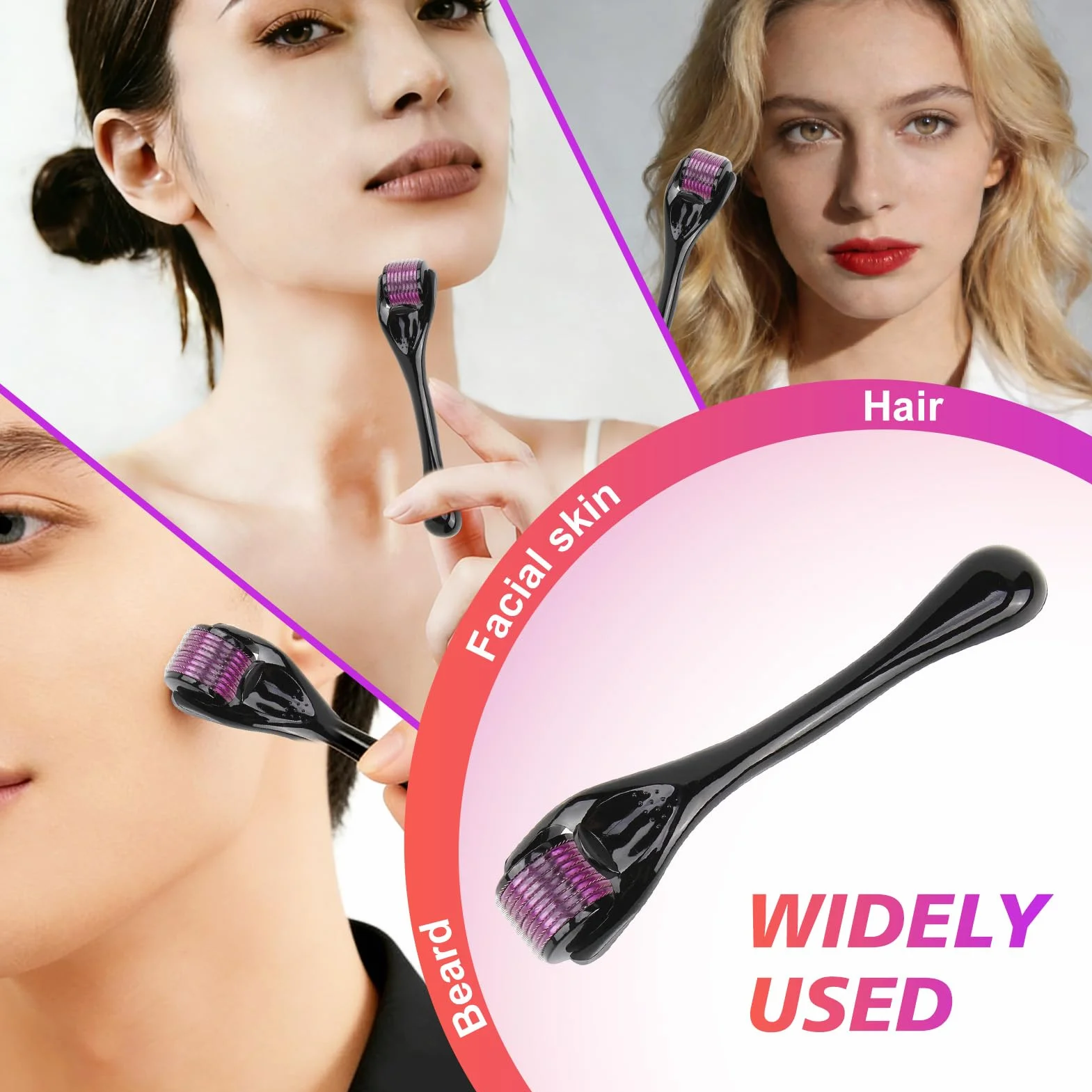 Microneedling Derma Roller 0,5 mm 540 Agujas de Titanio para Rostro Barba y Cabello
