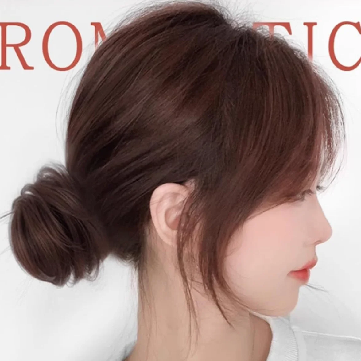 Coletero Moño Postizo Cabello Natural Mujeres Extensiones Pelo Real Marrón Oscuro