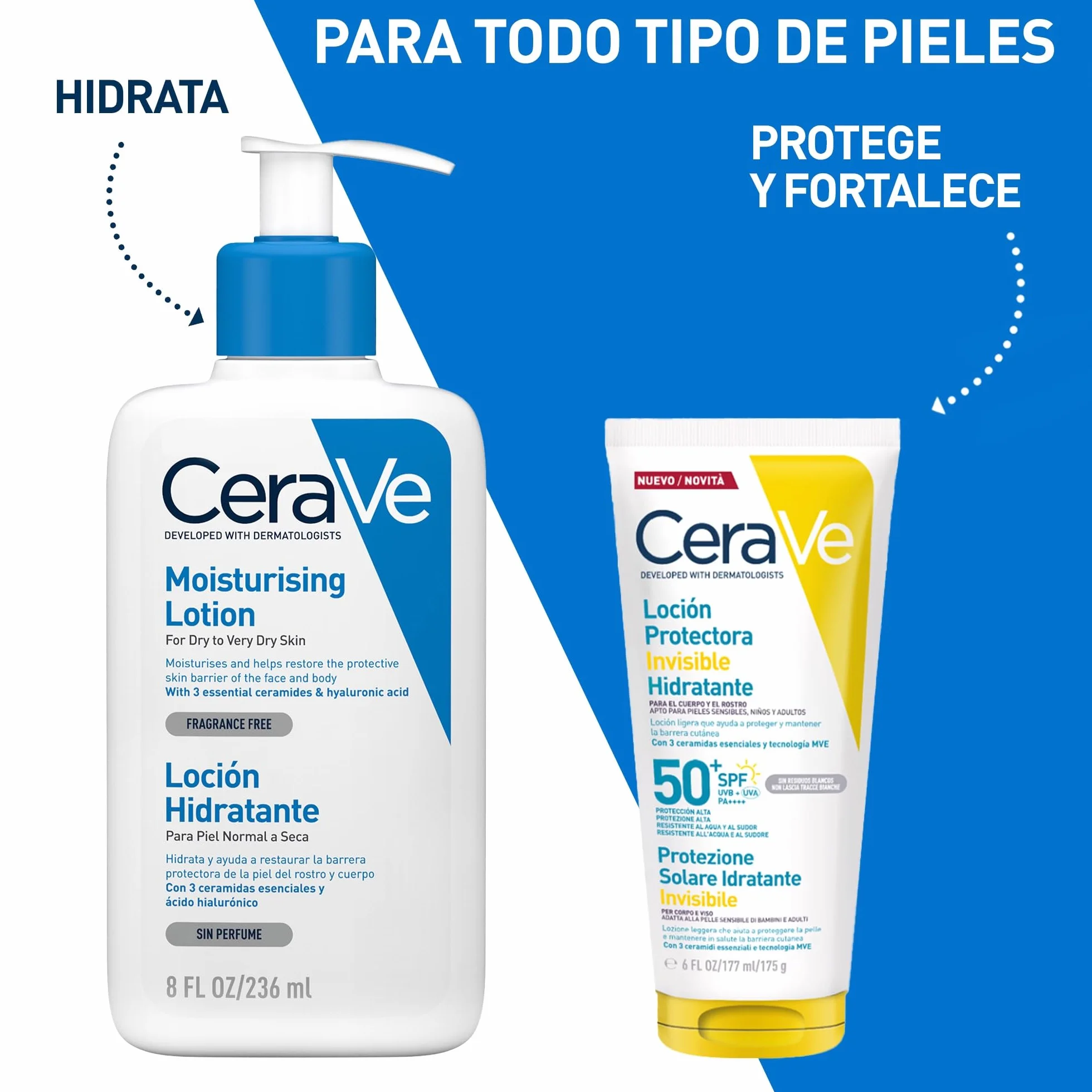 CeraVe Loción Protectora Invisible Hidratante SPF 50+ 177 ml