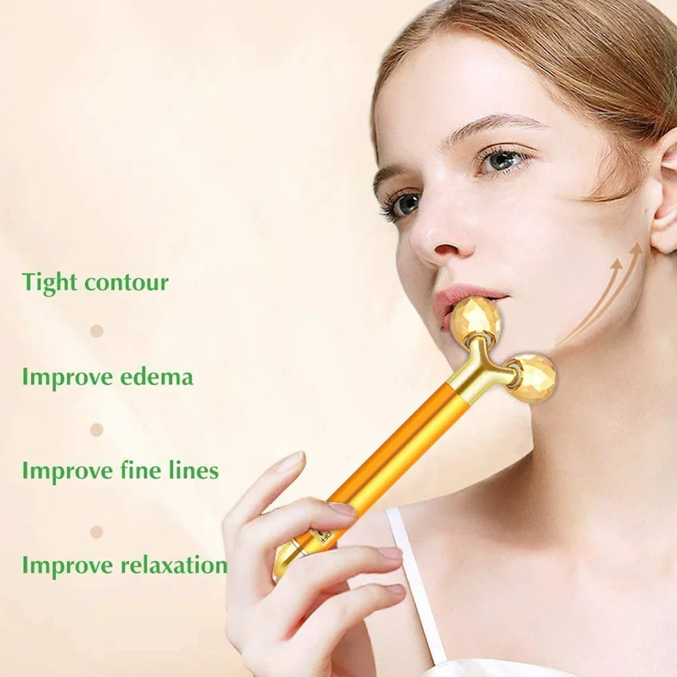 Beauty Bar 24k Golden Facial Masajeador Eléctrico Para Frente y Cuello