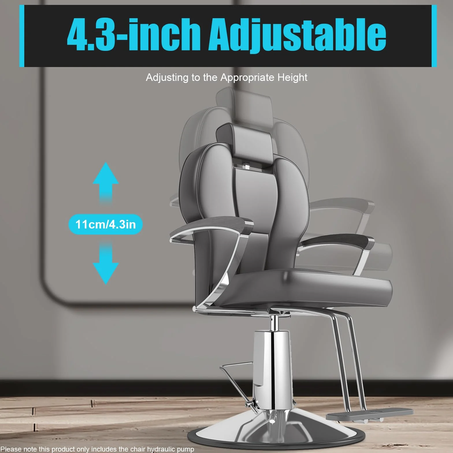 Barber Silla de peluquería bomba hidráulica 4 tornillos altura ajustable 11 cm capacidad 200 kg repuesto