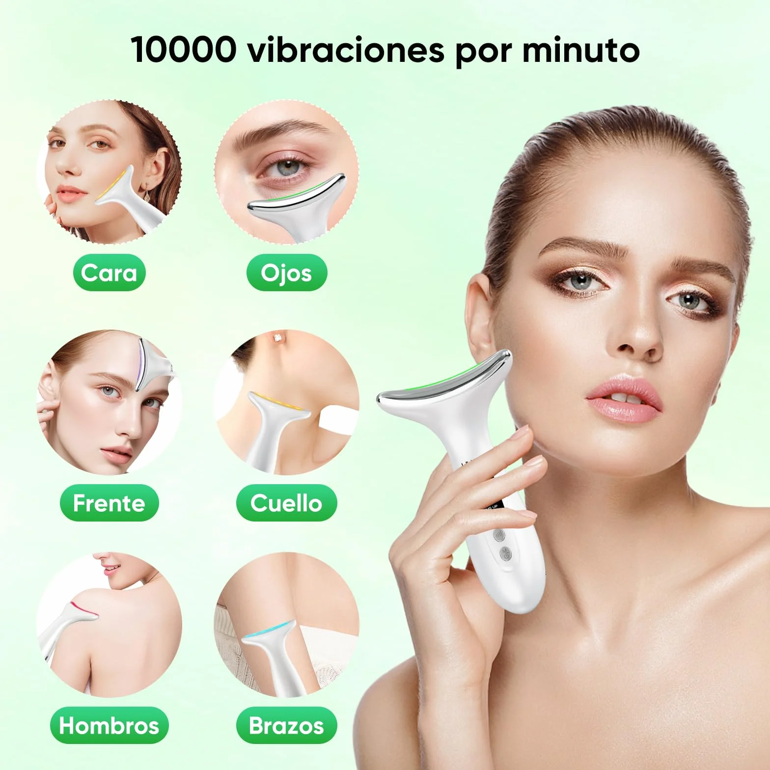 Masajeador Facial Electrico 6 Modos 7 Colores Led 45℃ EMS Antiarrugas Reafirmante Lifting