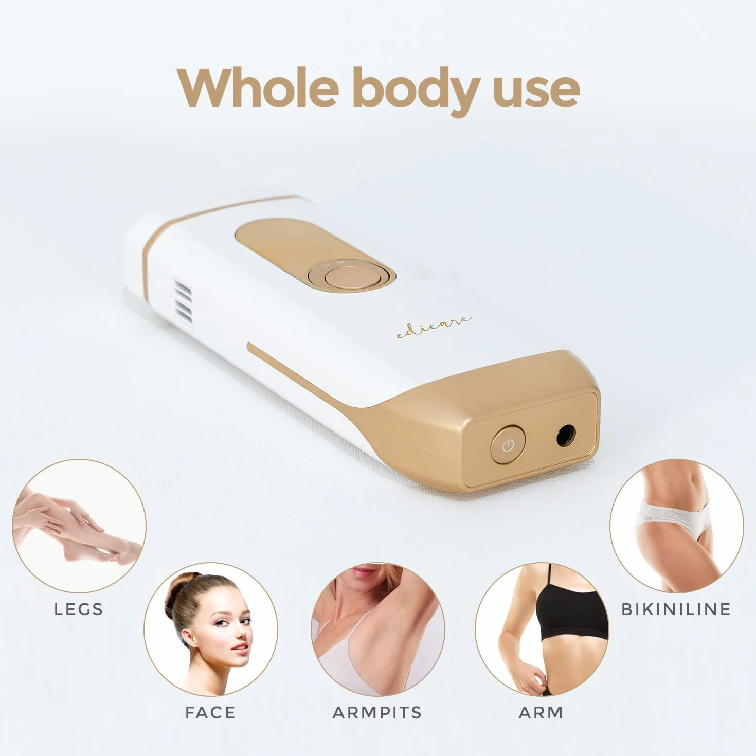 Edicare Depiladora Laser IPL Luz Pulsada, 4 Modos 5 Intensidades, Mujer Hombre Cuerpo