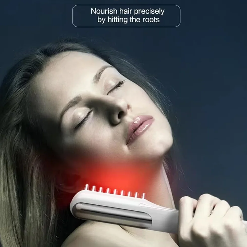 Peine eléctrico de masaje para crecimiento del cabello con micro-corriente, luz roja LED, cepillo para cuero cabelludo