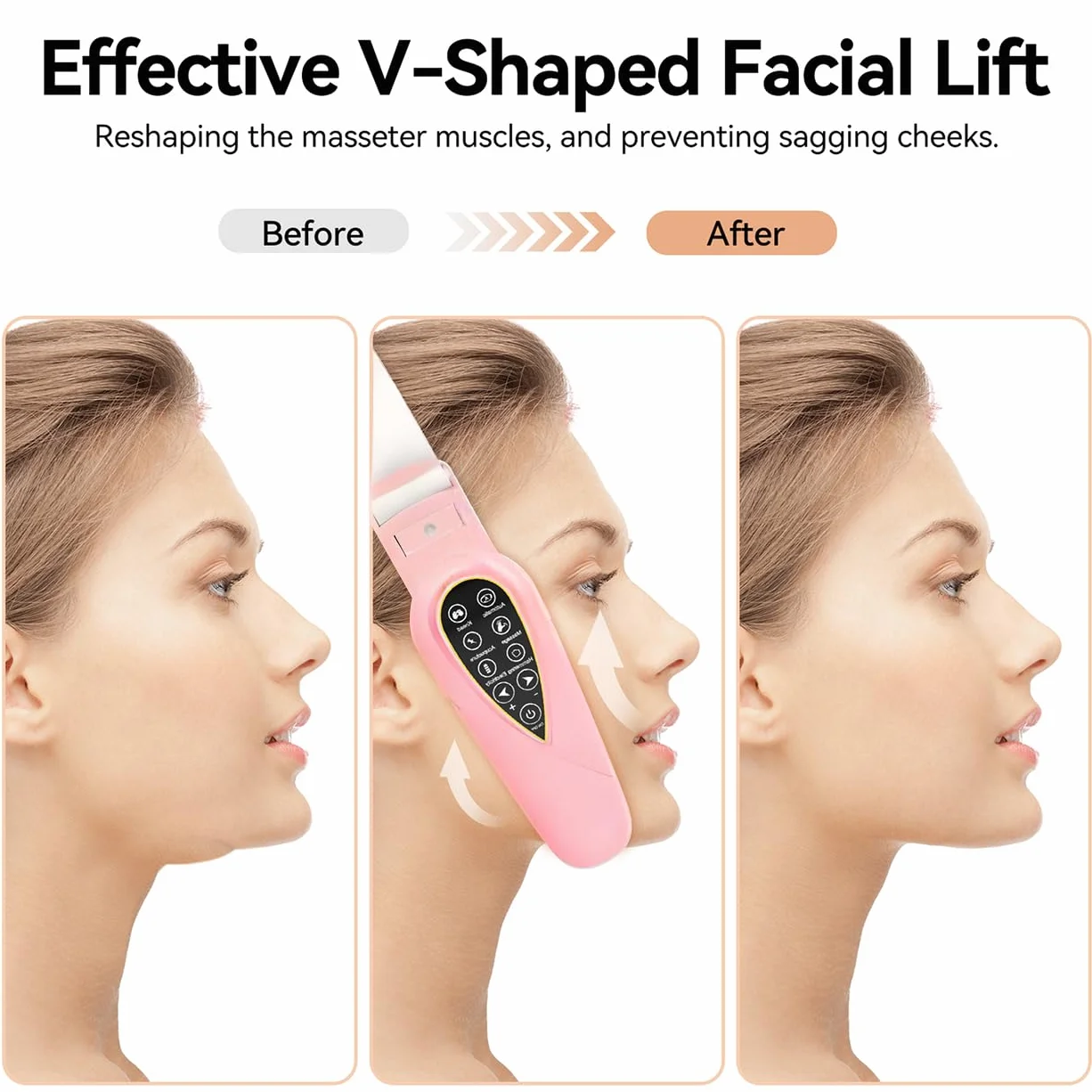 Masajeador eléctrico V-Face Shaping + electroestimulador versión 2026 | Eliminador y tonificador de papada | Masajeador facial EMS, fototerapia roja y azul, 5 modos de terapia + mando a distancia