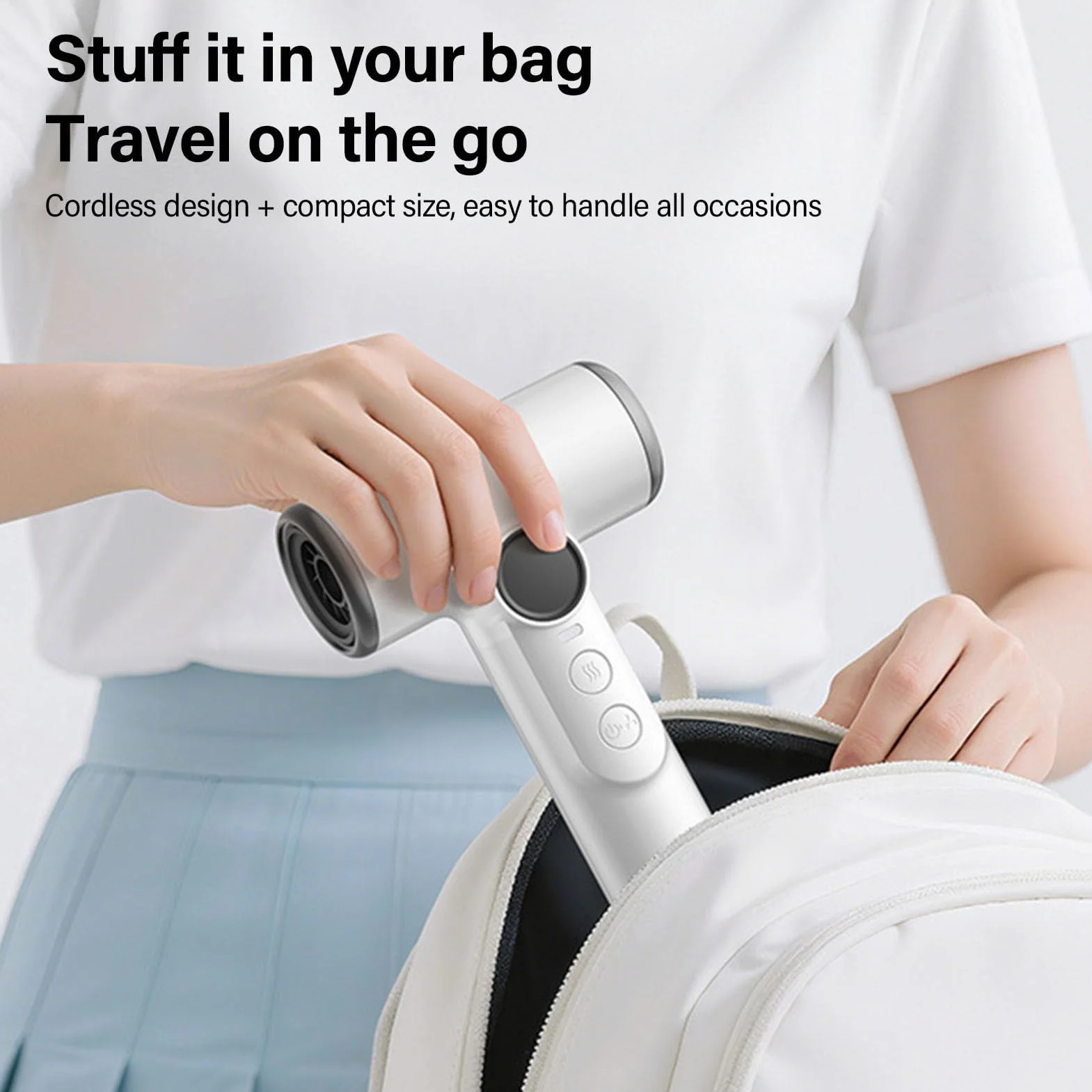 Bewinner Secador de Cabello Recargable USB 200w, Secador de Soplado Inalámbrico Portátil con Viento Caliente Caliente, 3 Configuraciones Ajustables para Viajar, Estilo (Enchufe de la UE)
