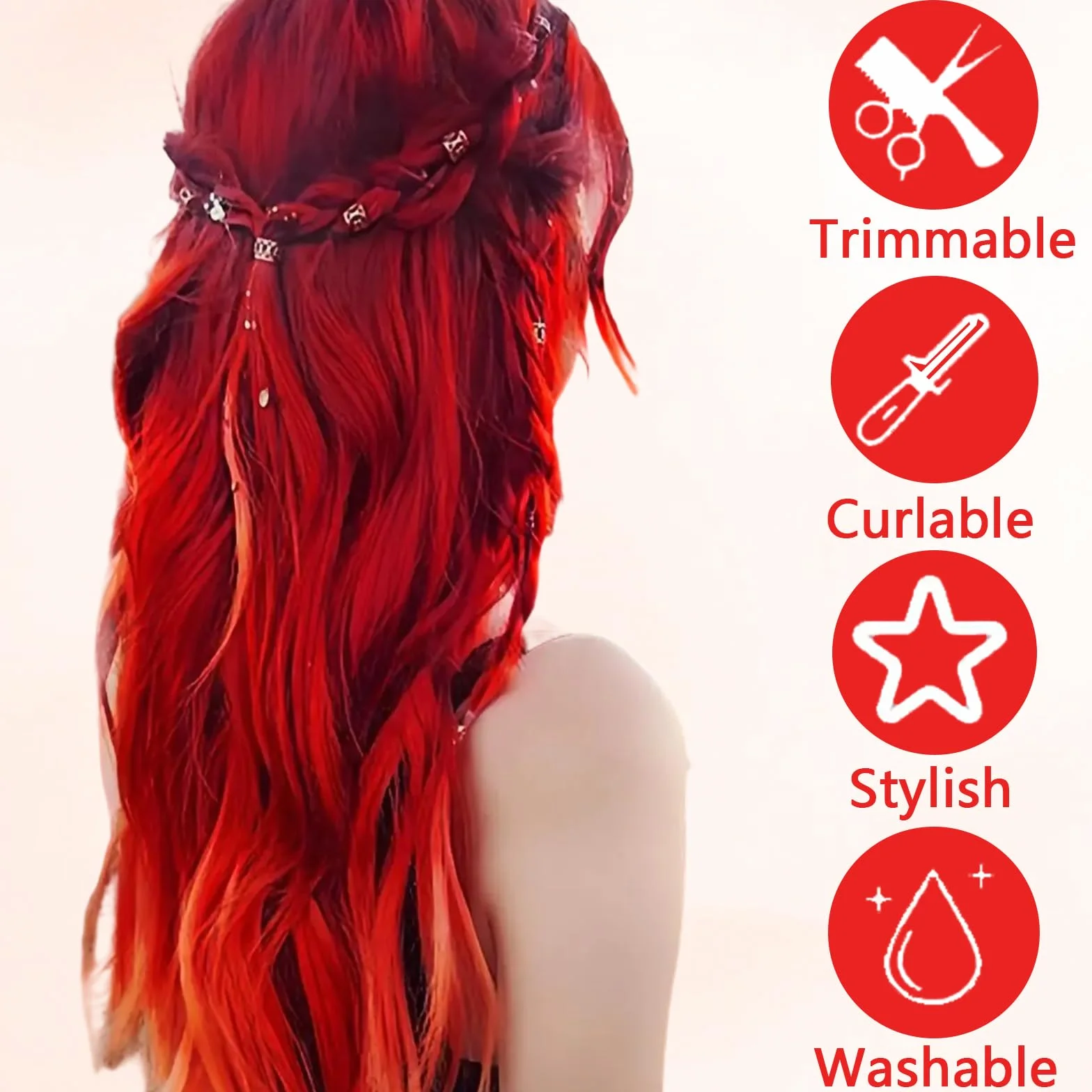 Extensiones De Clip De Pelo Natural rojo Mechas Pelos Fiesta Resaltar Rayas De Colores Regalo De Cosplay