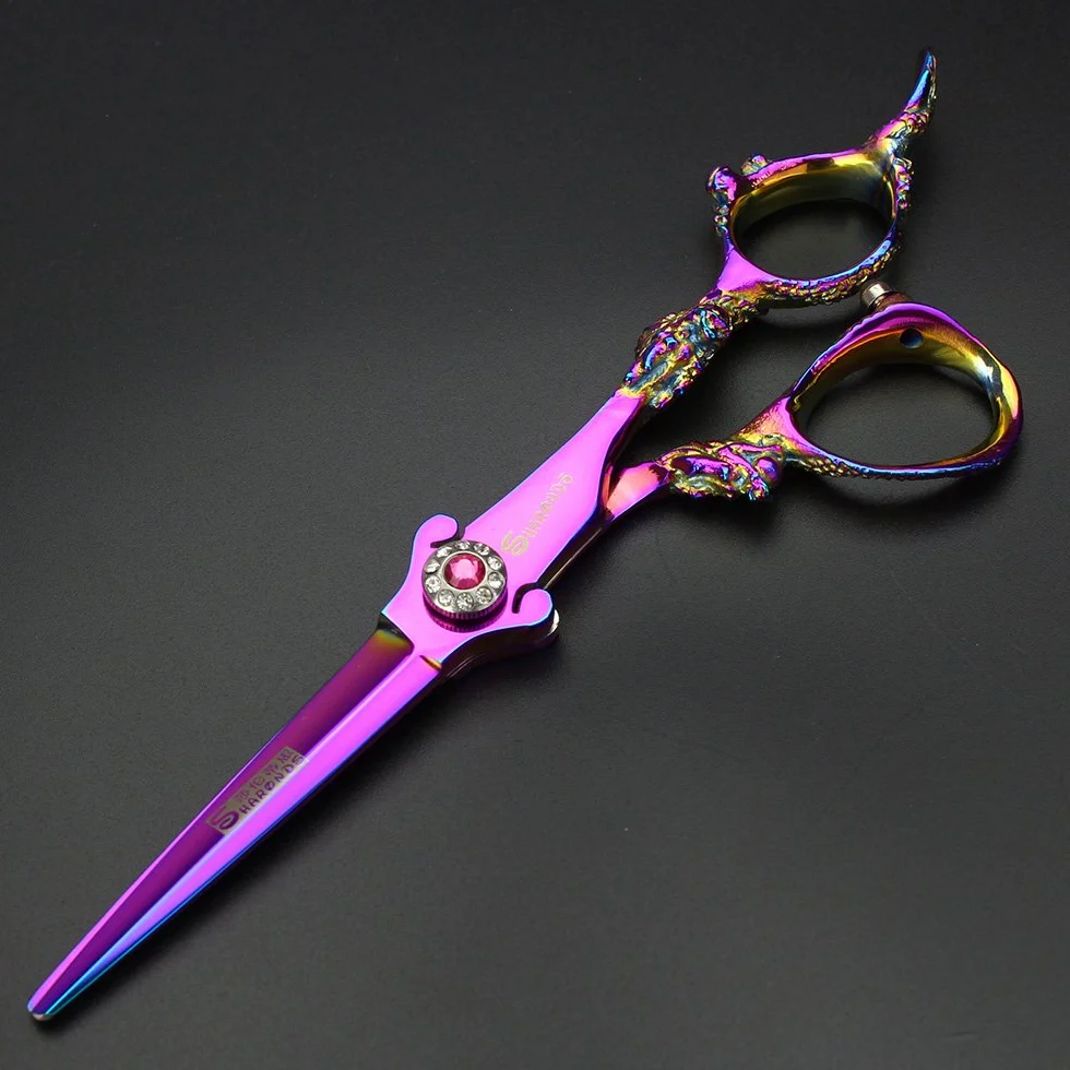 Juego de tijeras profesionales japonesas de peluquería de Dragon Knight de 5,5 pulgadas y 6 pulgadas, color morado