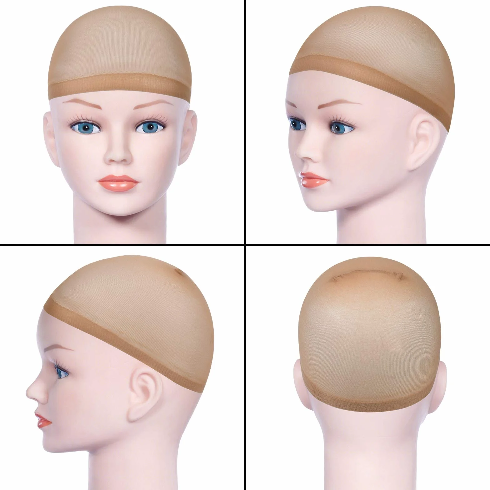 Redecilla Pelo 4pcs Gorro de Pelucas Nylon Elástico Transpirable Unisex Mujer