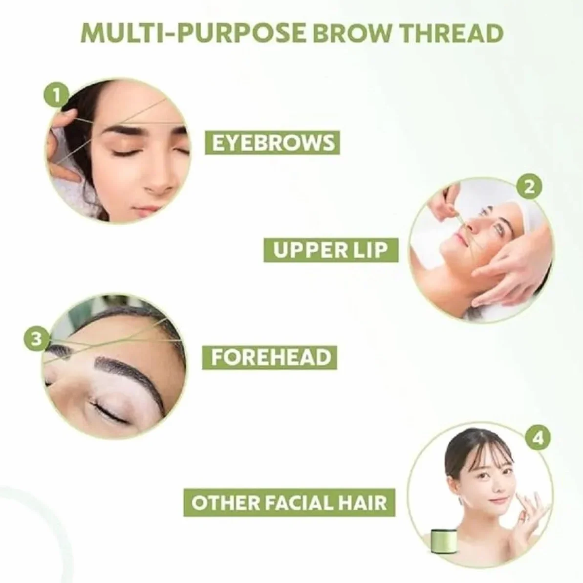2 bobinas de hilo de algodón orgánico orgánico de 300 m para enhebrar cejas, India, herramienta depiladora Dermaplaning para depilación de cejas, labio superior, barbilla, frente, cejas