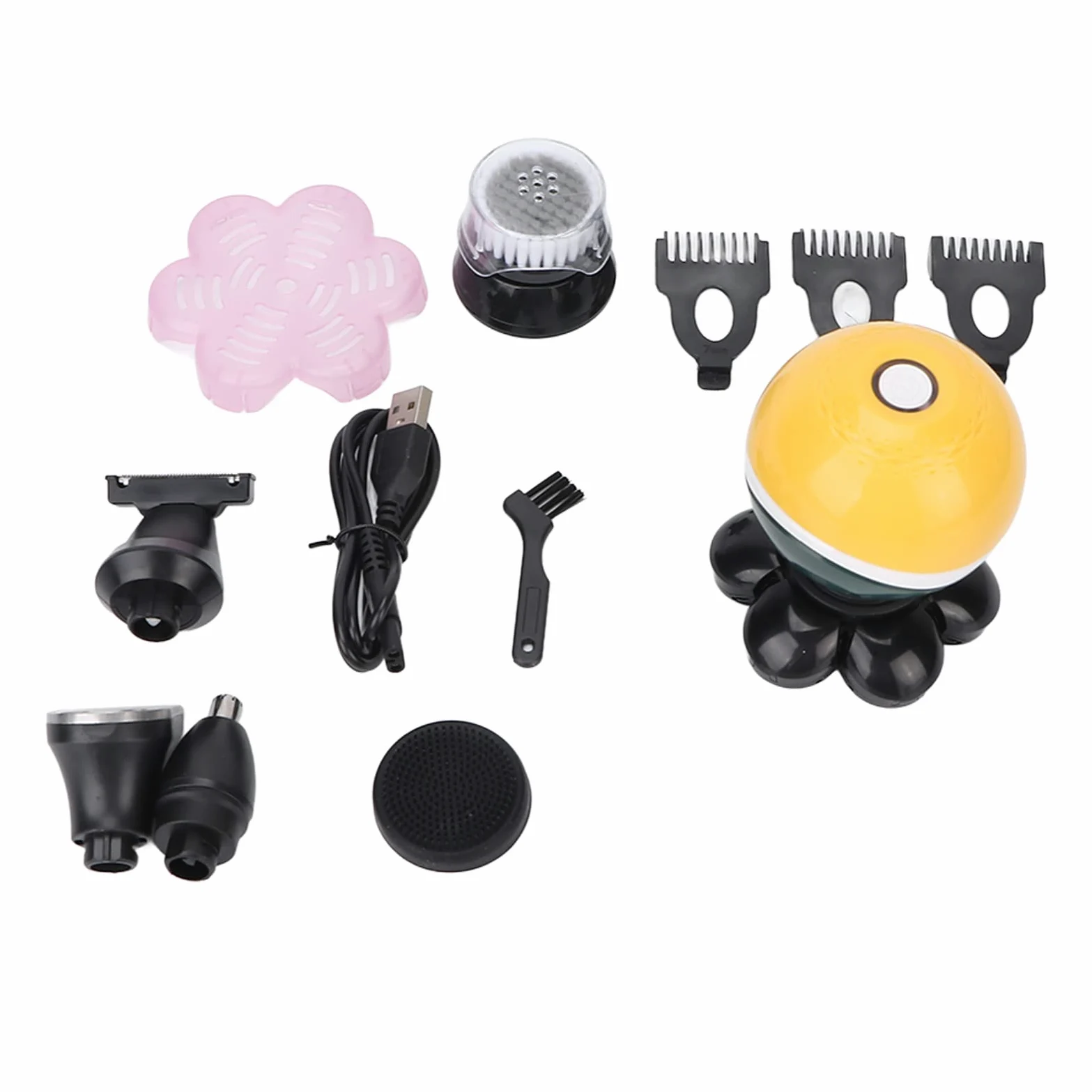 Cortadora de cabello, firme, estable, multifuncional, ergonómico, recargable, cepillo de limpieza facial, resistente al agua con peine guía para hombres y mujeres para viajes en el hogar little