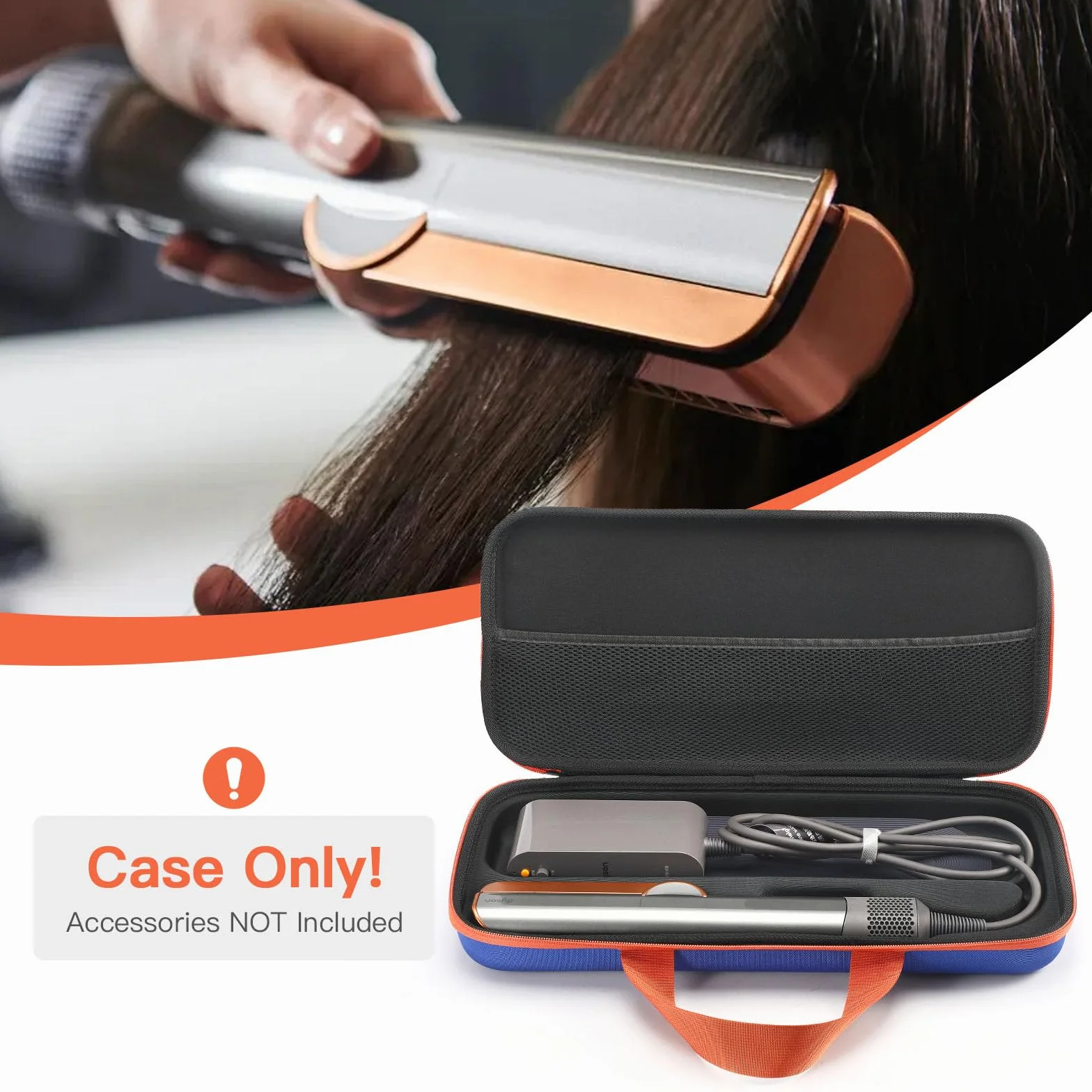 Funda rígida de transporte compatible con Dyson Airstrait Straightener HT01, almacenamiento seguro y protección para tu alisador de cabello y accesorios (azul)