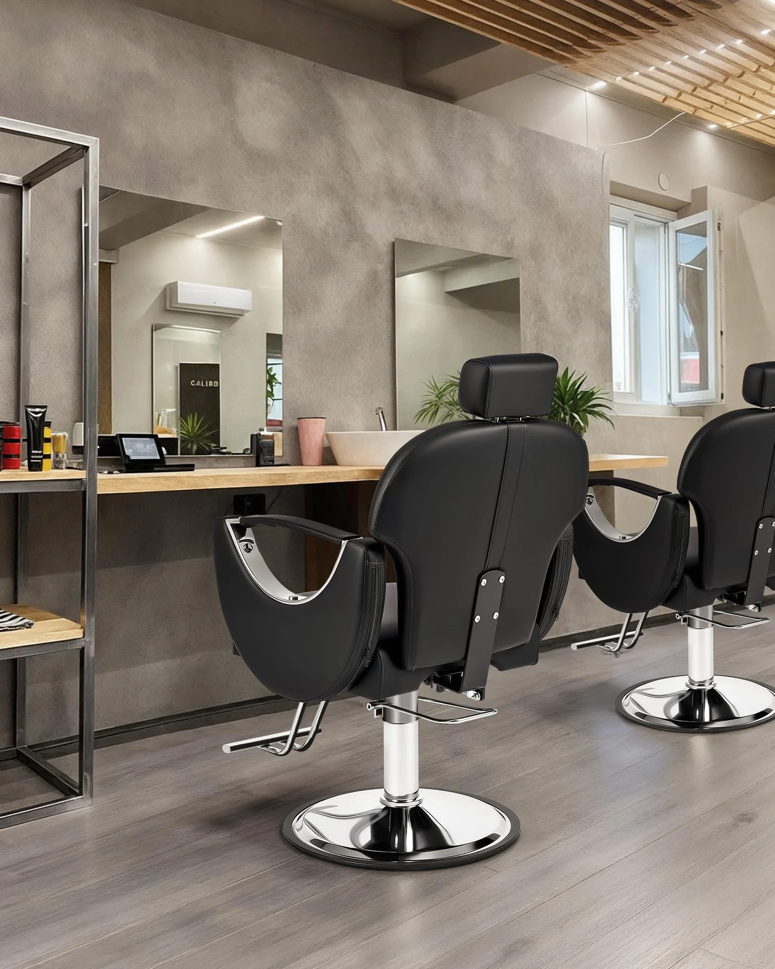 CO-Z Silla Peluquería Ajustable 90°-150° Sillón Barbero Bomba Hidráulica