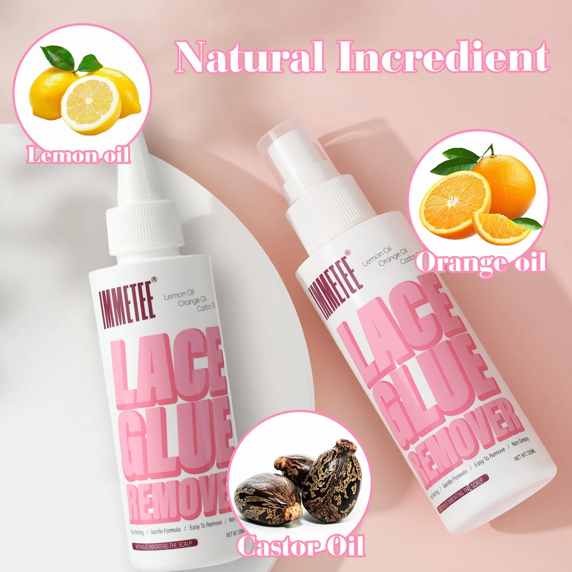 Immetee Peluca Removedor de Pegamento para Encaje Frontal 120ml Spray Eliminación Rápida