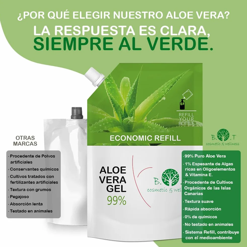 Aloe Vera Gel Orgánico 100% Natural Hidratante Piel Cabello After Sun Antiarrugas 250 ml