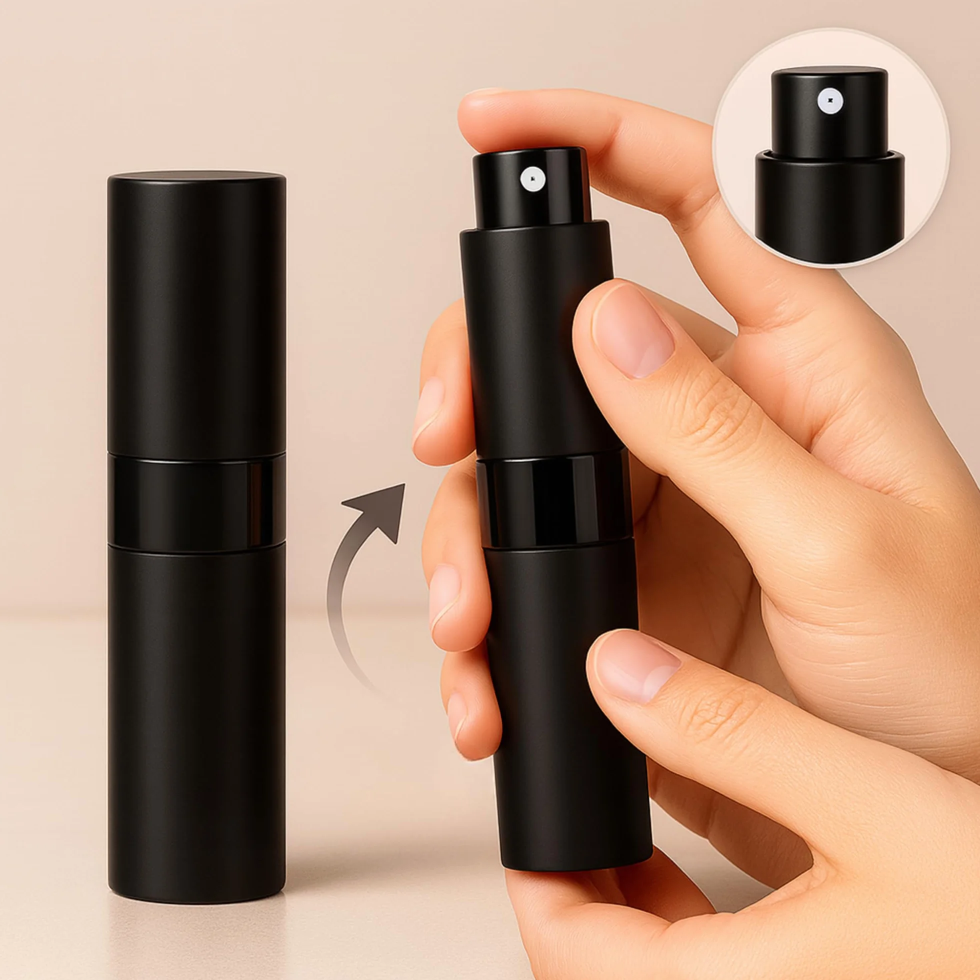 Atomizador Perfume Recargable 8ml Pack 2 Negro Azul Pulverizador Viaje Antifugas Vidrio Interior