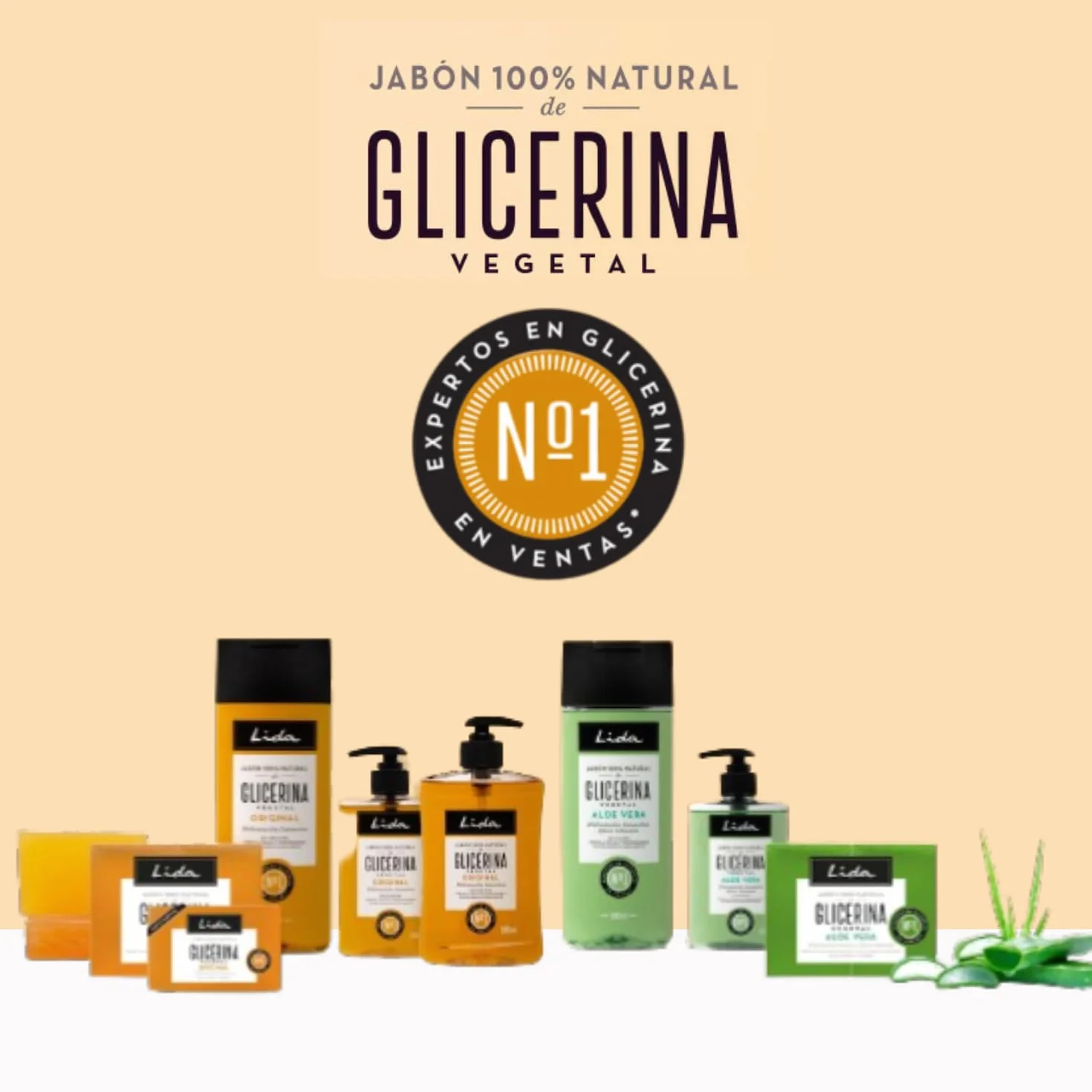 Lida Jabón Líquido de Manos Natural Glicerina Aloe Vera 250 ml
