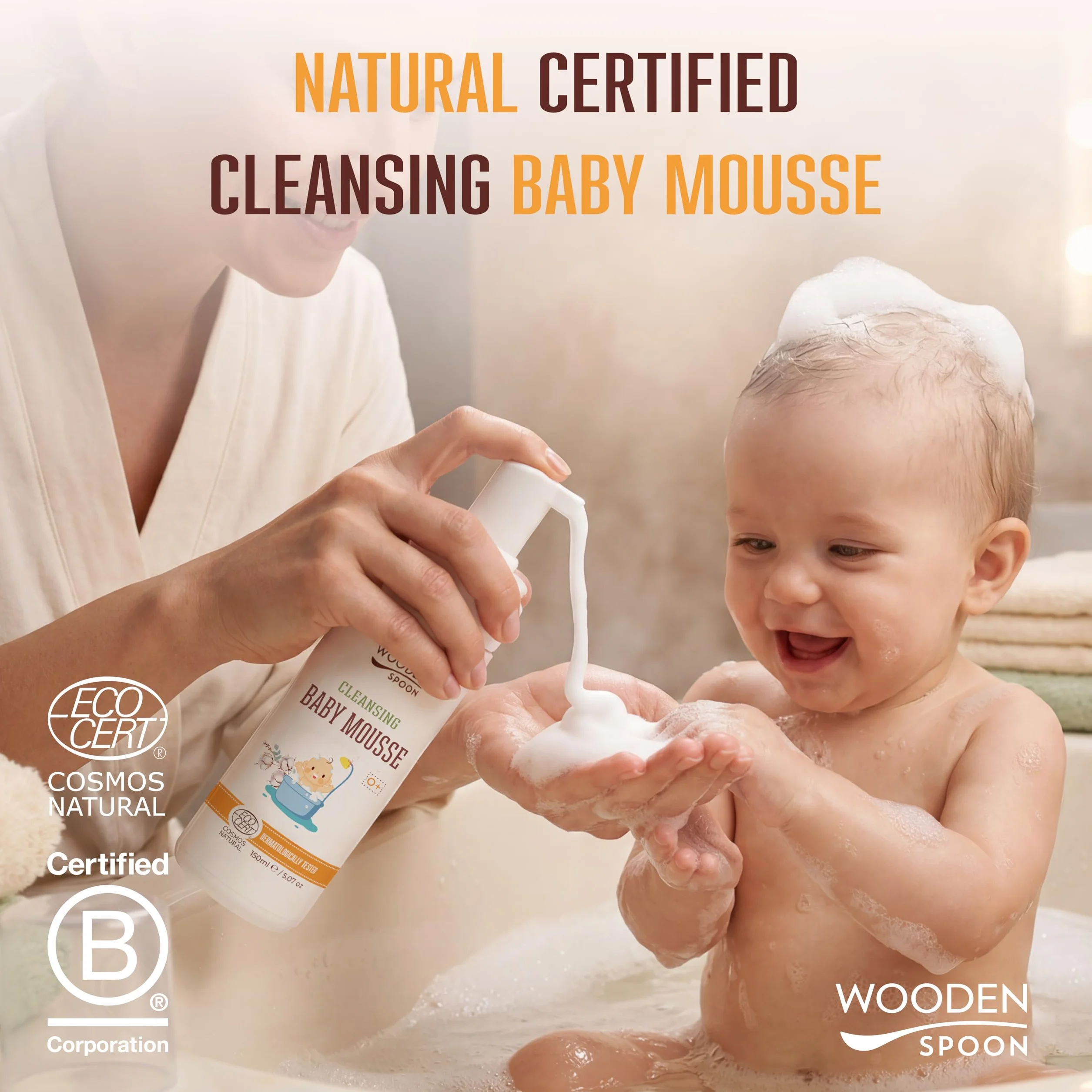 Espuma de Limpieza Bebé 99,18% Natural Aloe Vera Glicerina Orgánico Certificado 150 ml