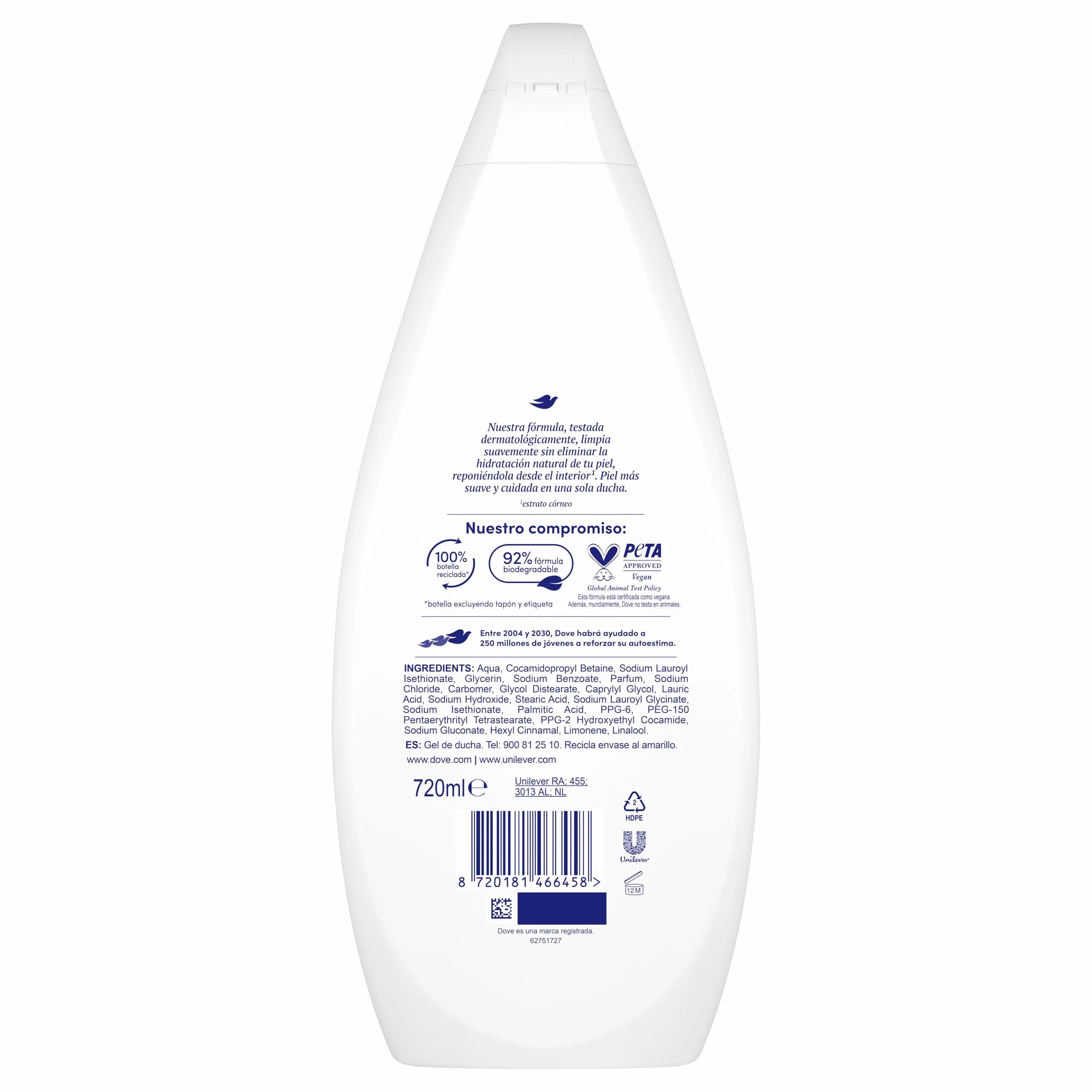 Dove Gel de Ducha Hidratante Limpieza Delicada 720 ml