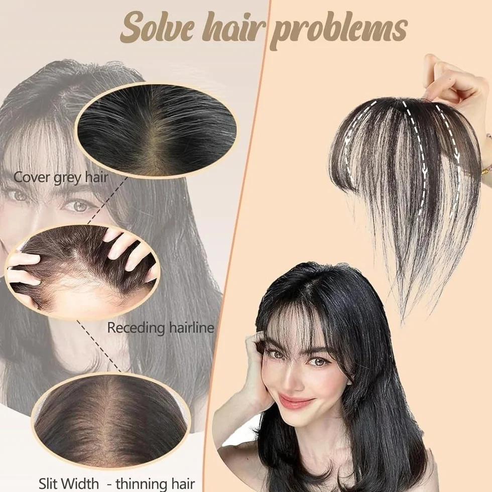 Postizos de cabello humano para mujeres, Extensiones de cabello humano real con clip for mujer - Cobertura 360°, base encaje