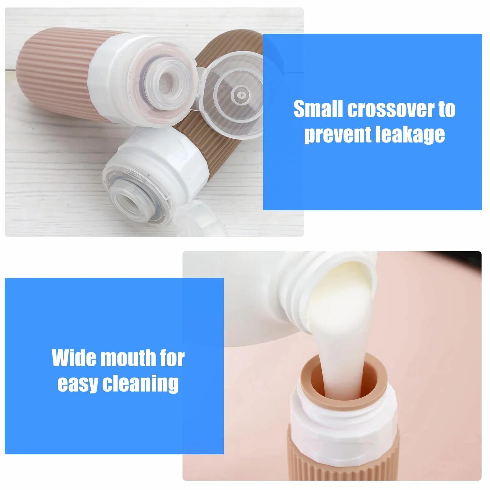 Botes Viaje Rellenables 60ml, Set de 4 Frascos Silicona para Avion, Travel Bottles
