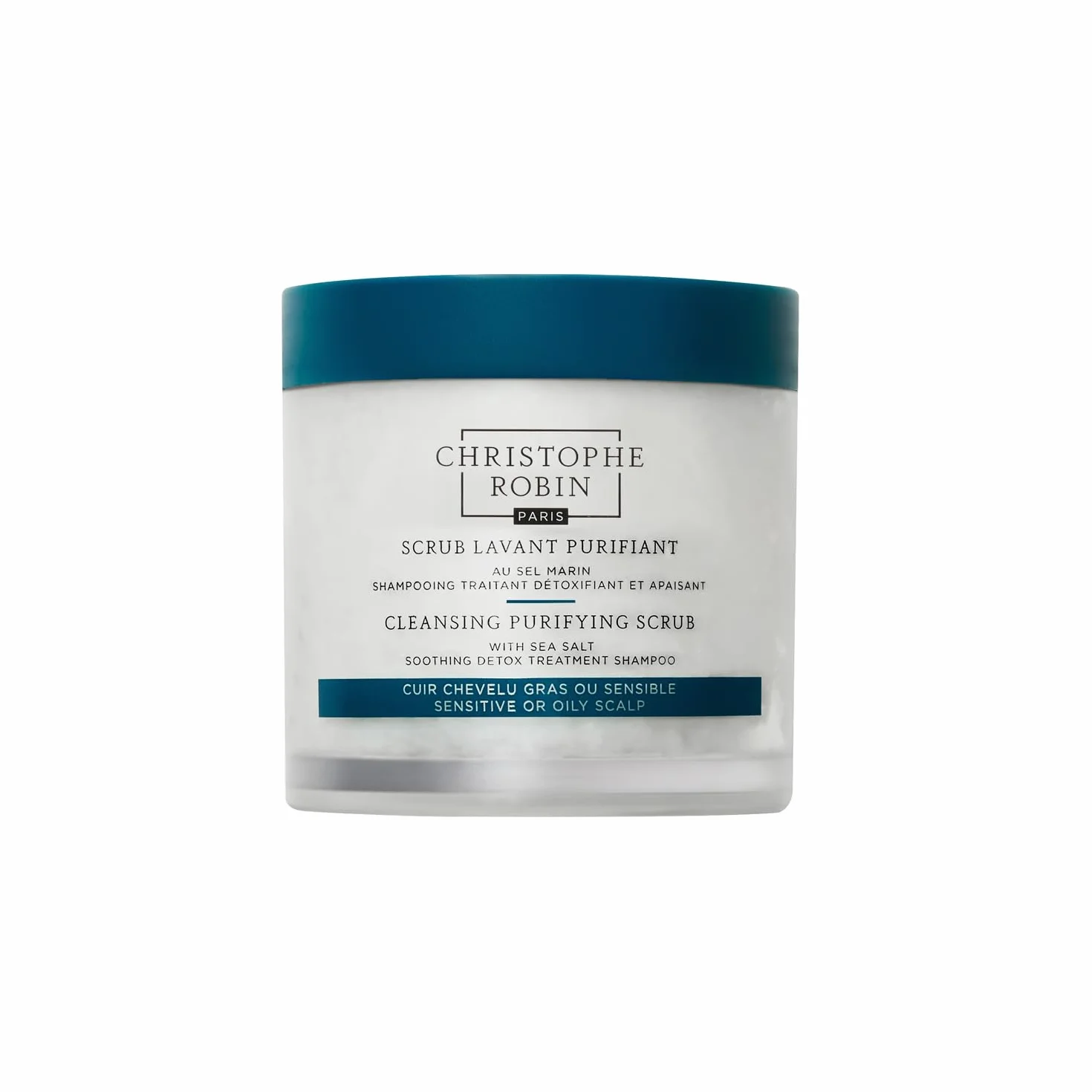 Christophe Robin Cleansing Purifying Scrub with Sea Salt 250ml Exfoliating Scalp Treatment