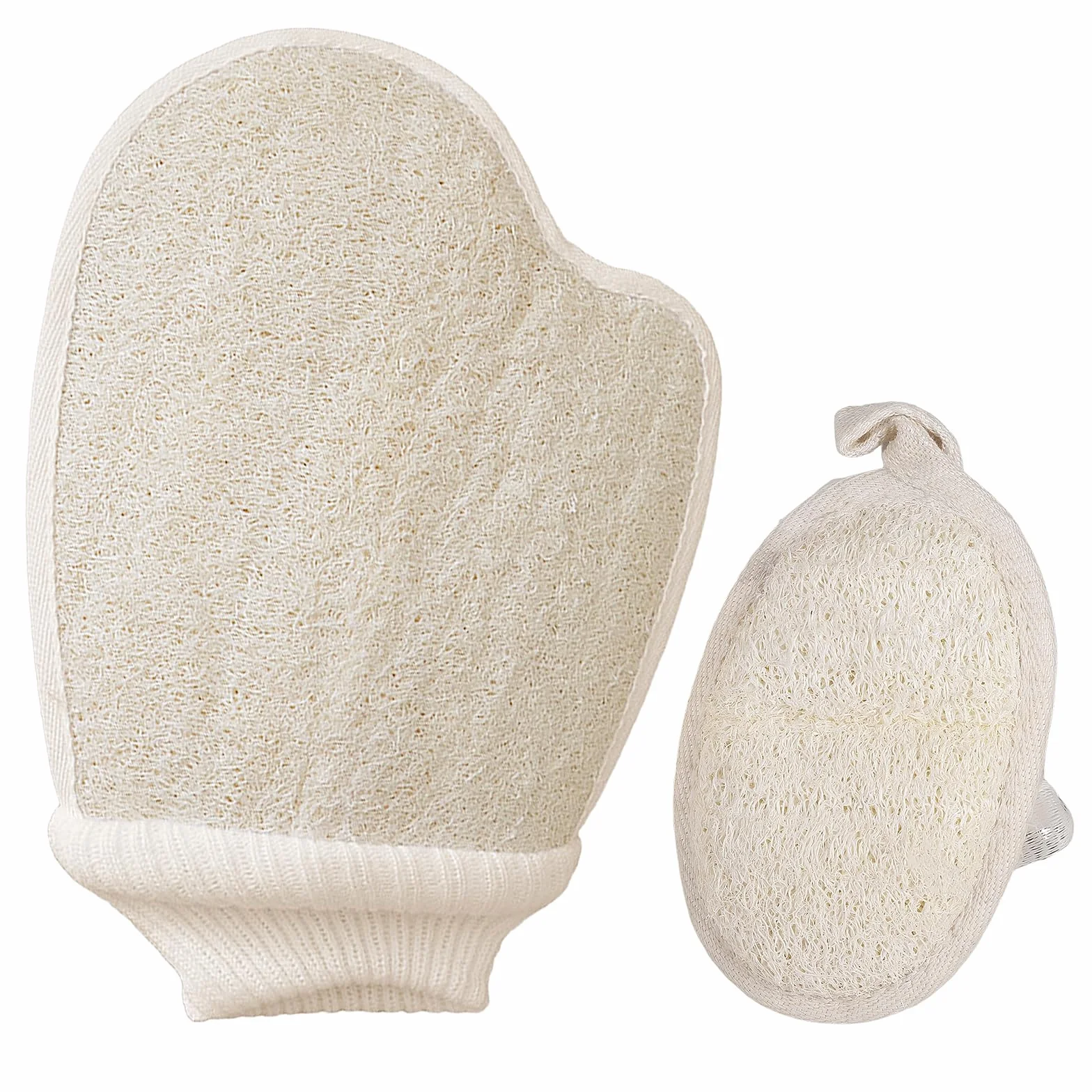 Guantes Exfoliantes de Luffa Natural para Ducha y Spa, Exfoliación Corporal y Facial