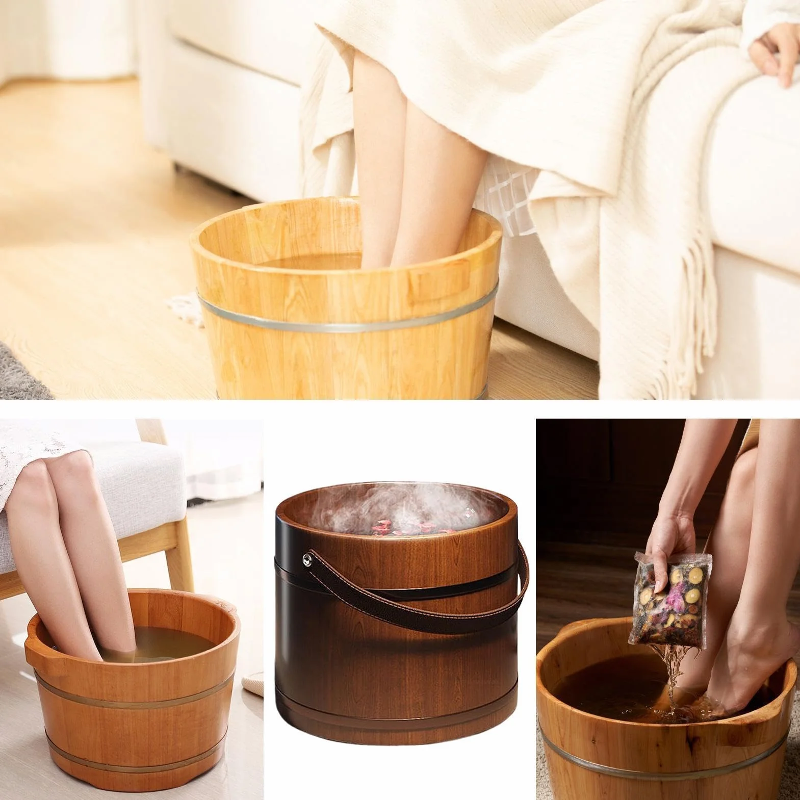 Bañera De Spa Para Pies De Madera Palangana Para Baño De Pies Natural Y | Tina de Madera para el Remojo de los Pies Para Personas De La Tercera Edad, Hombres Y Mujeres, Padres Y Madres