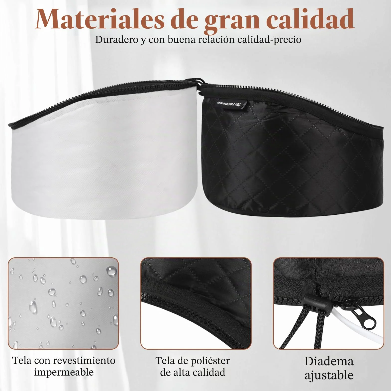 TEPENAR Gorro térmico eléctrico para cabello afro natural vaporizador portátil Negro