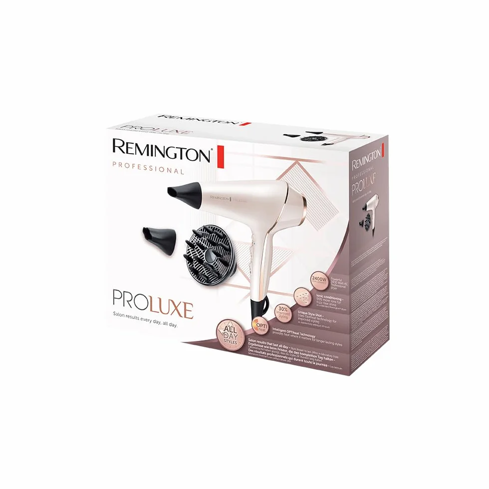 Remington PROluxe Secador de Pelo Profesional 2400 W Motor AC Iónico OPTIHeat AC9140