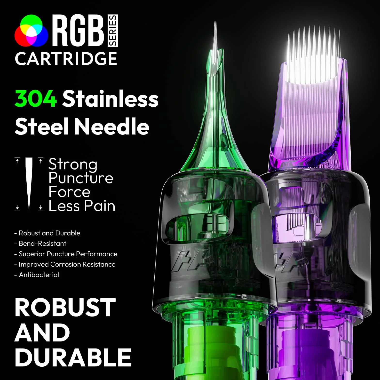 HAWINK Agujas Tatuaje Kit 50 uds. Tattoo Cartuchos Desechables #10 Bugpin Round Liner 3RL 5RL 7RL 9RL 11RL D. 0,30 mm Profesionales Tattoo Supplies para Principiantes y Artistas EN20-FG-50KIT-R