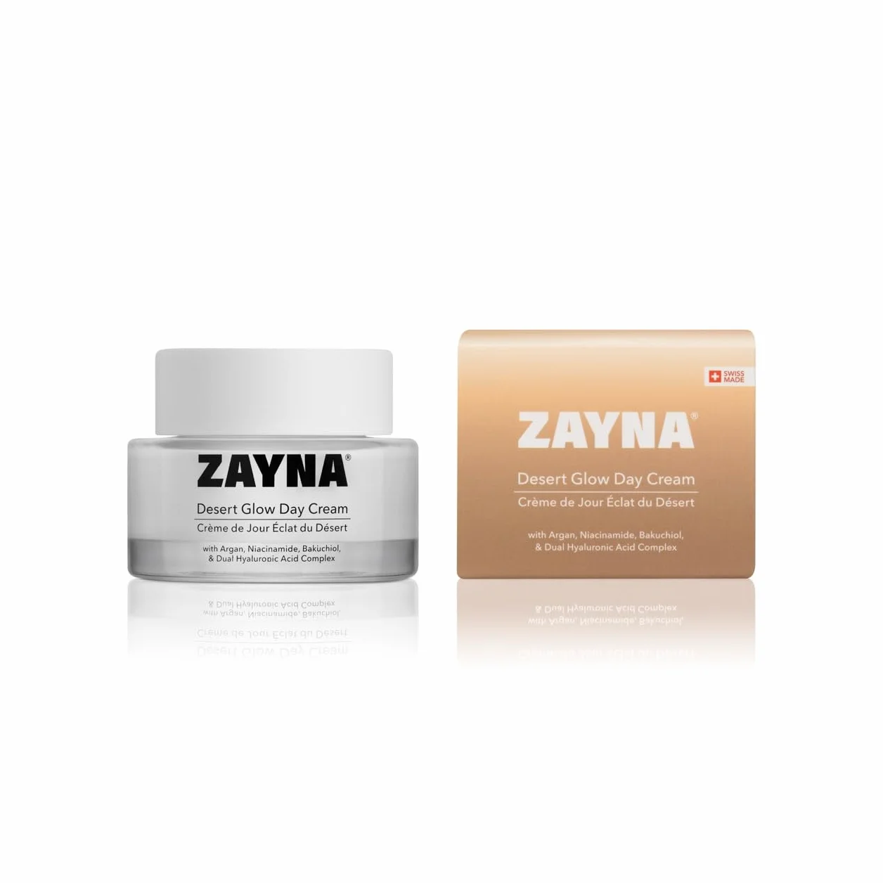 ZAYNA Desert Glow® Crema de día 50 g | para todos los tipos de piel | Aceite de argán, niacinamida, ácido hialurónico, baquuchiol, fabricado en Suiza, para todo tipo de pieles