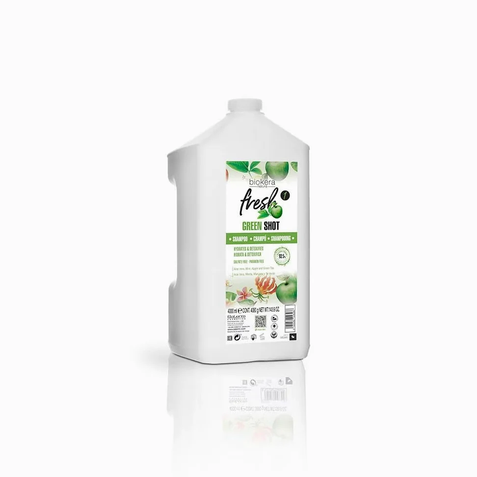 Biokera Champú Natural Fresh Green Shot 143.9 OZ (4 Litros)