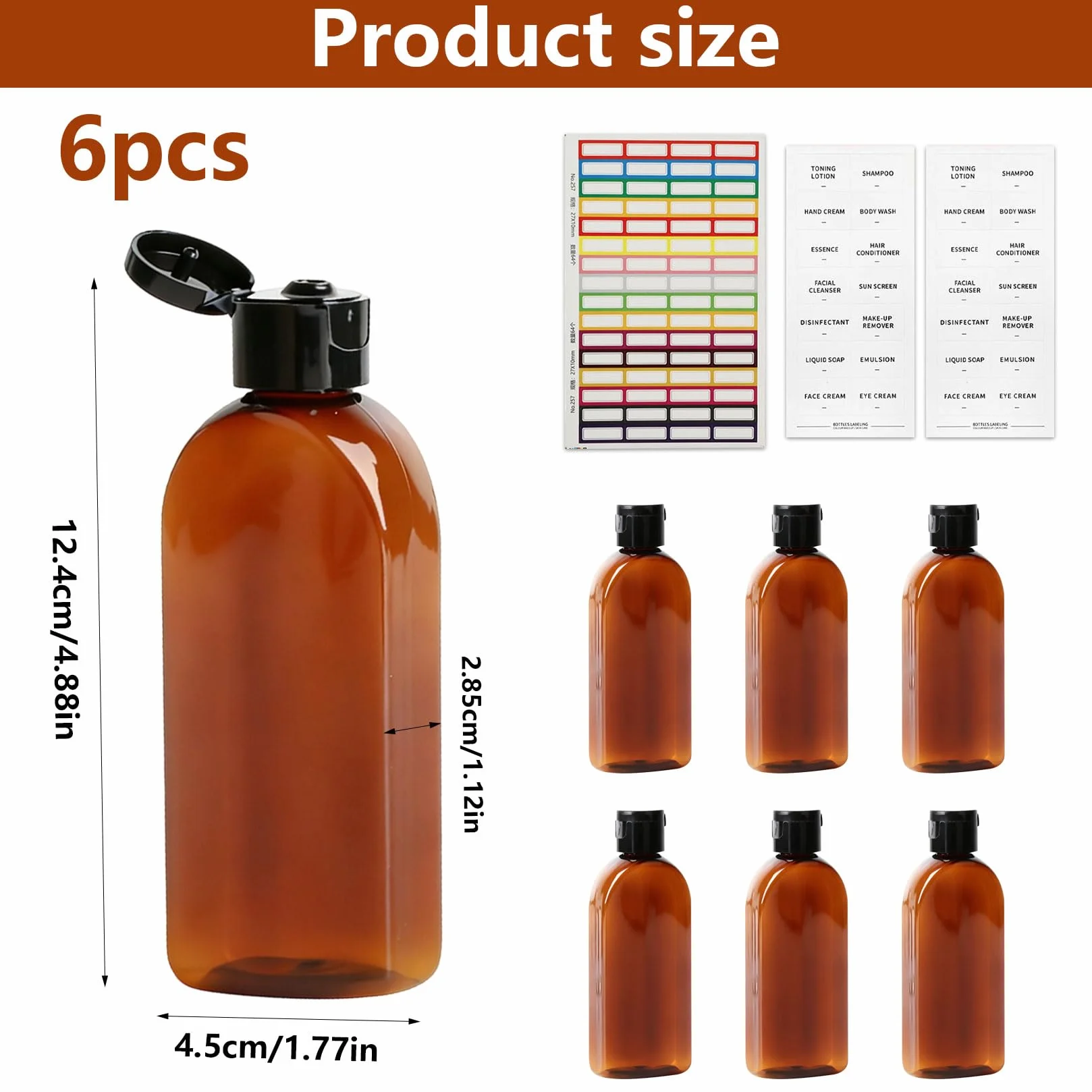 Botellas de Viaje Rellenables 100ml 6 Pcs, Botellas Vacías para Champú, Acondicionador y Lociones