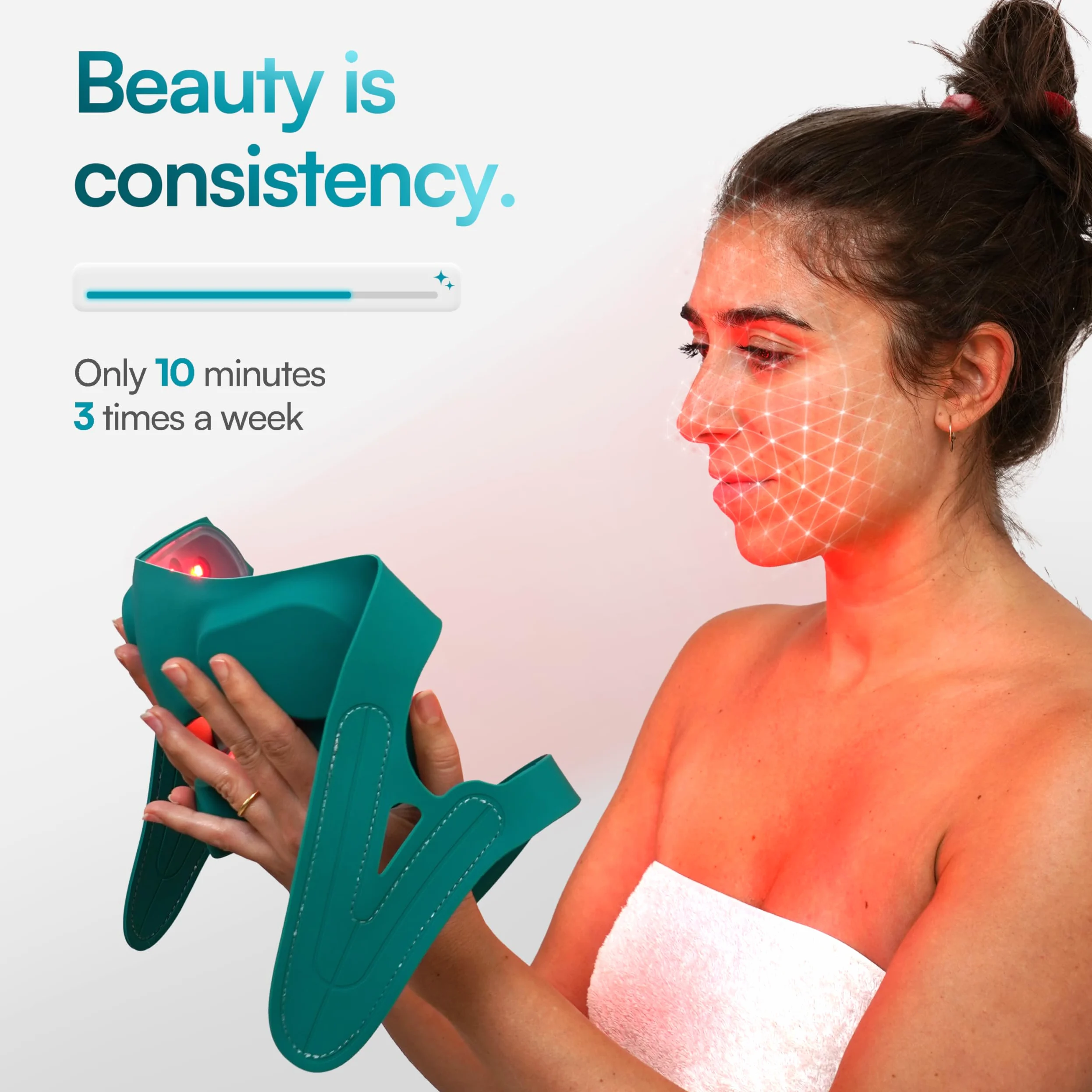 Mascarilla LED fototerapia - máscara de terapia de luz roja inspirada en el cuidado de la piel coreano - 8 modos de color con luces azules, rojas y NIR - Diseño ligero 3D para