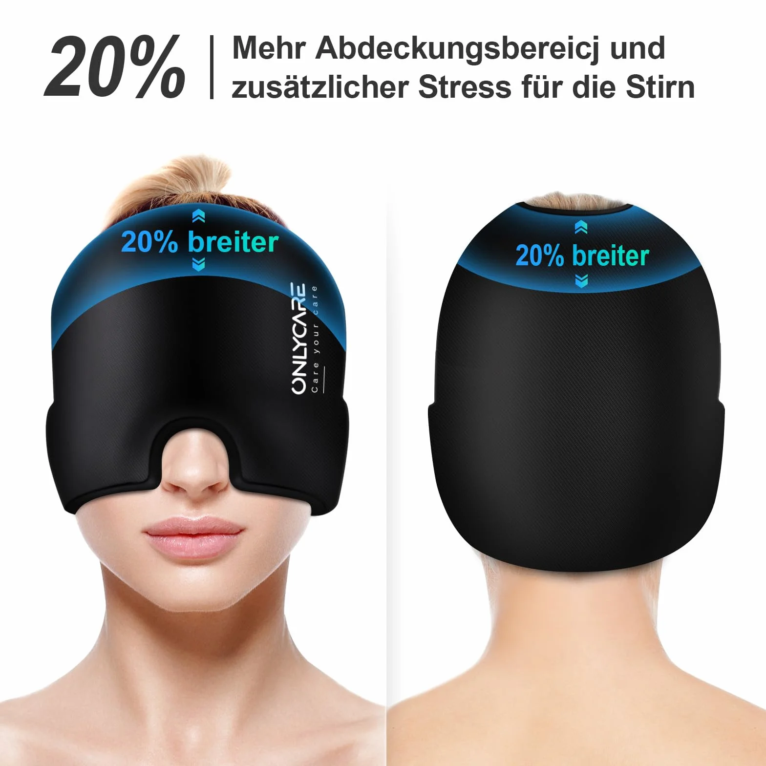 ONLYCARE Gorro Migraña Antifaz Frío Sin Sabor Gel Envolvente 360° Alivio Migraña Sinusitis Estrés Dolores Cabeza