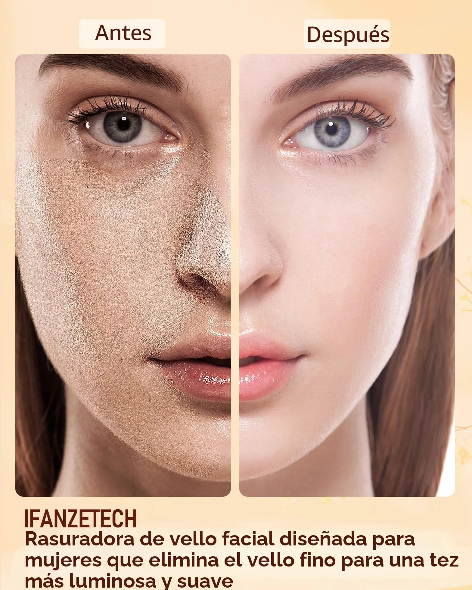 Rasuradora Facial Mujer recortadora de cejas electrica: iFANZETECH Rasuradora Facial Electrica Eliminar el Vello sin Dolor con Luz Smartlight Labio Superior, Barbilla, Mejillas y Cejas Regalo Mujer