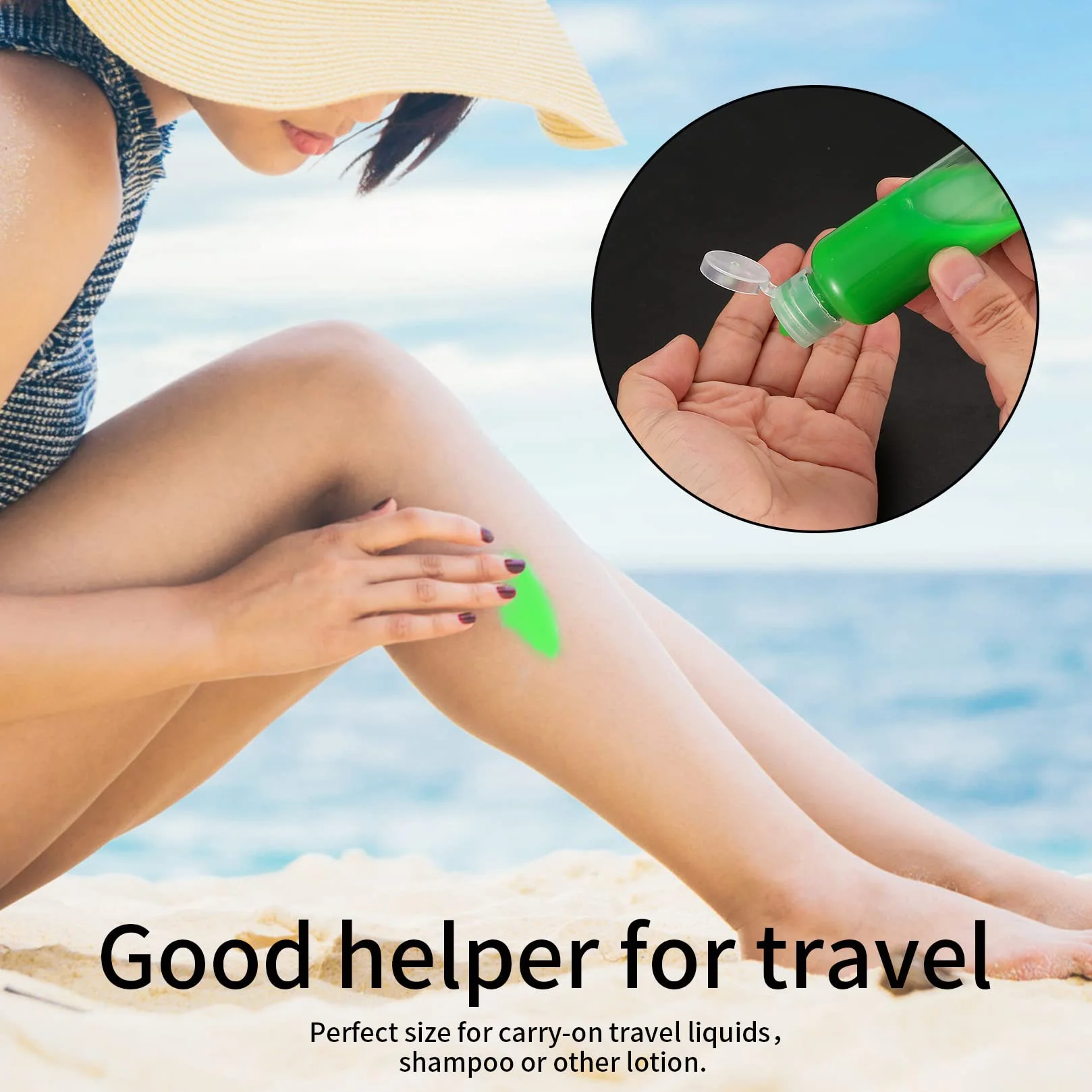 Botellas de Viaje 50 ML Plástico Recargable con Embudos y Boquillas para Cosmético Llenado