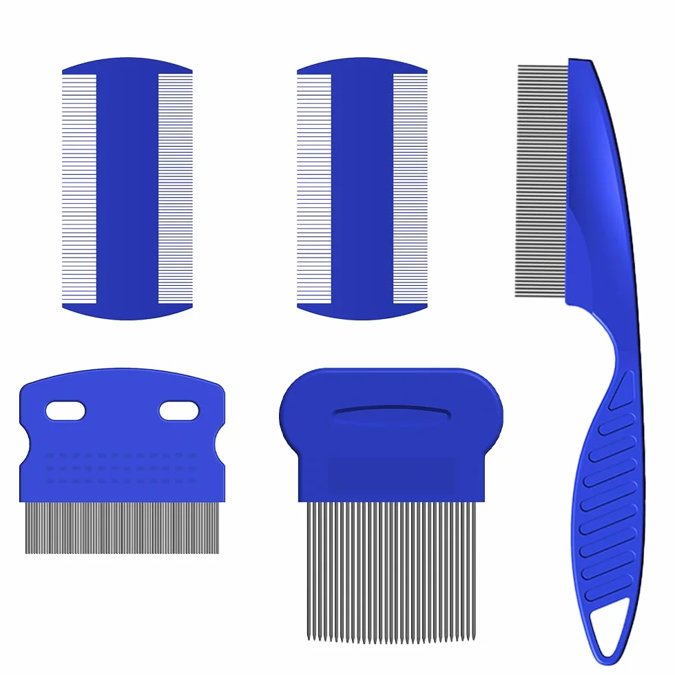 Peine de Pelo 5 Piezas, Peine de Dientes de Acero Inoxidable, Doble Cara