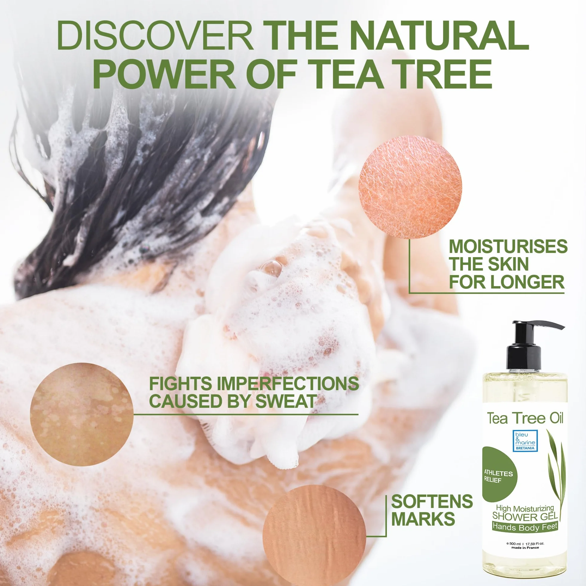 Gel de Ducha Jabón de Baño y Champú 500 ml Purifica Desintoxica Limpia Piel