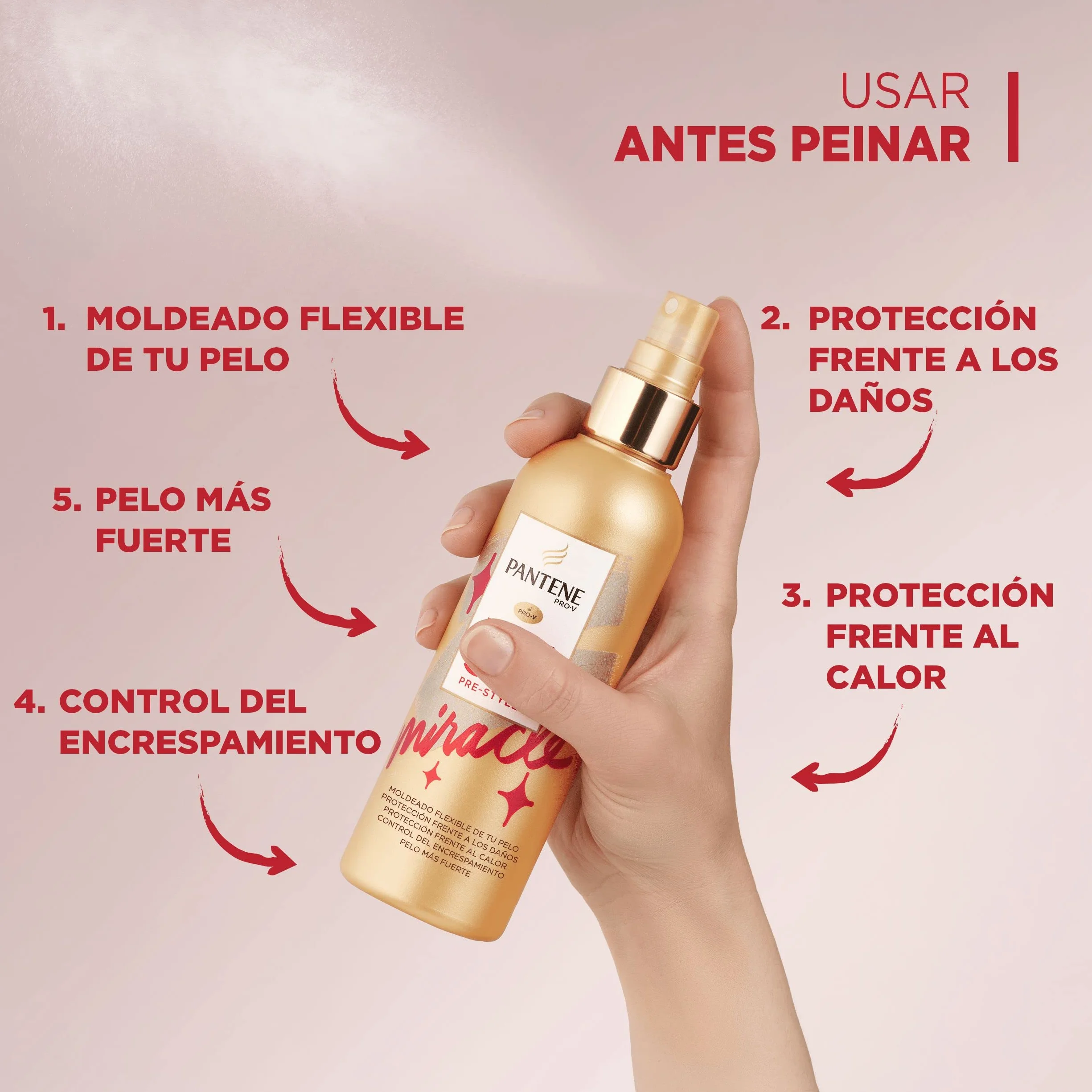 Pantene Pro-V Spray Miracle 5-In-1 Protector del Cabello Antes del Peinado y Protector Frente Al Calor, Spray Moldeador, 200 ml