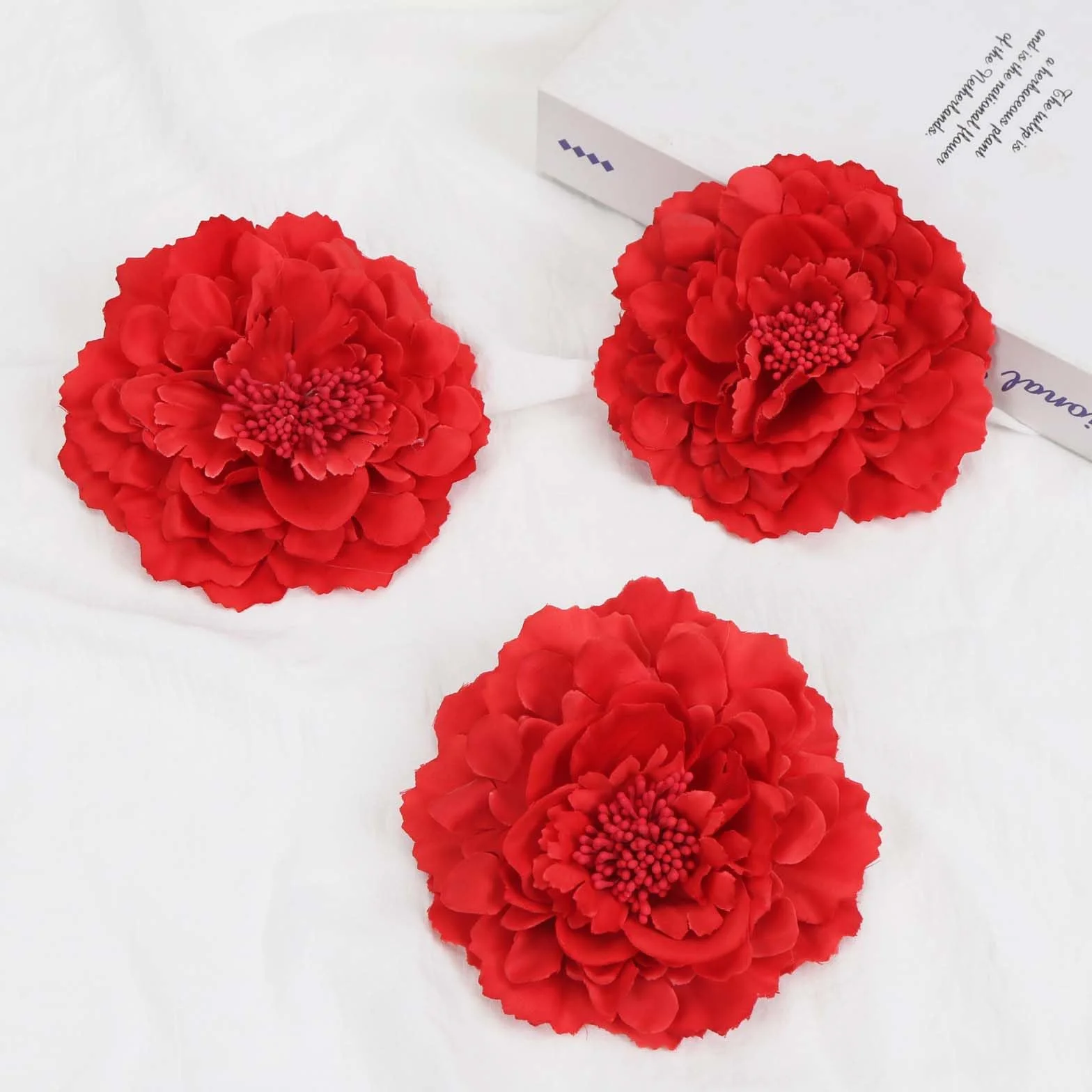 Clips de Pelo Flor Rojo Flamenca, Flores Sevillana Pinza Accesorios, Horquillas Peonía Clavel Mujer