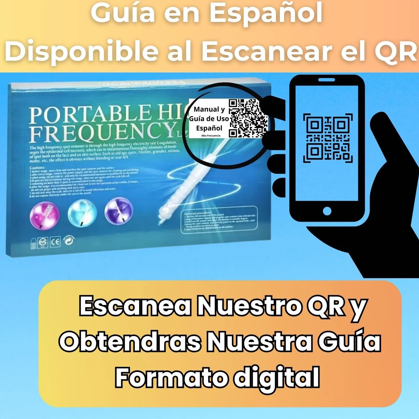 Alta Frecuencia Facial y Capilar Profesional - High Frequency Wand - Máquina Quita Arrugas, Acné y Manchas - Tecnología LED con 4 Electrodos