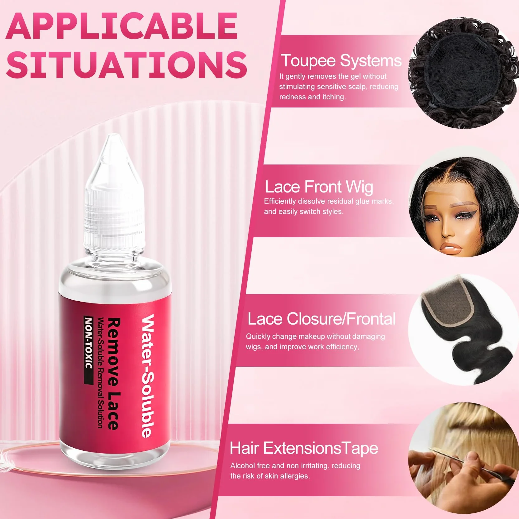Removedor de Adhesivo para Pelucas de Encaje, 30 ml
