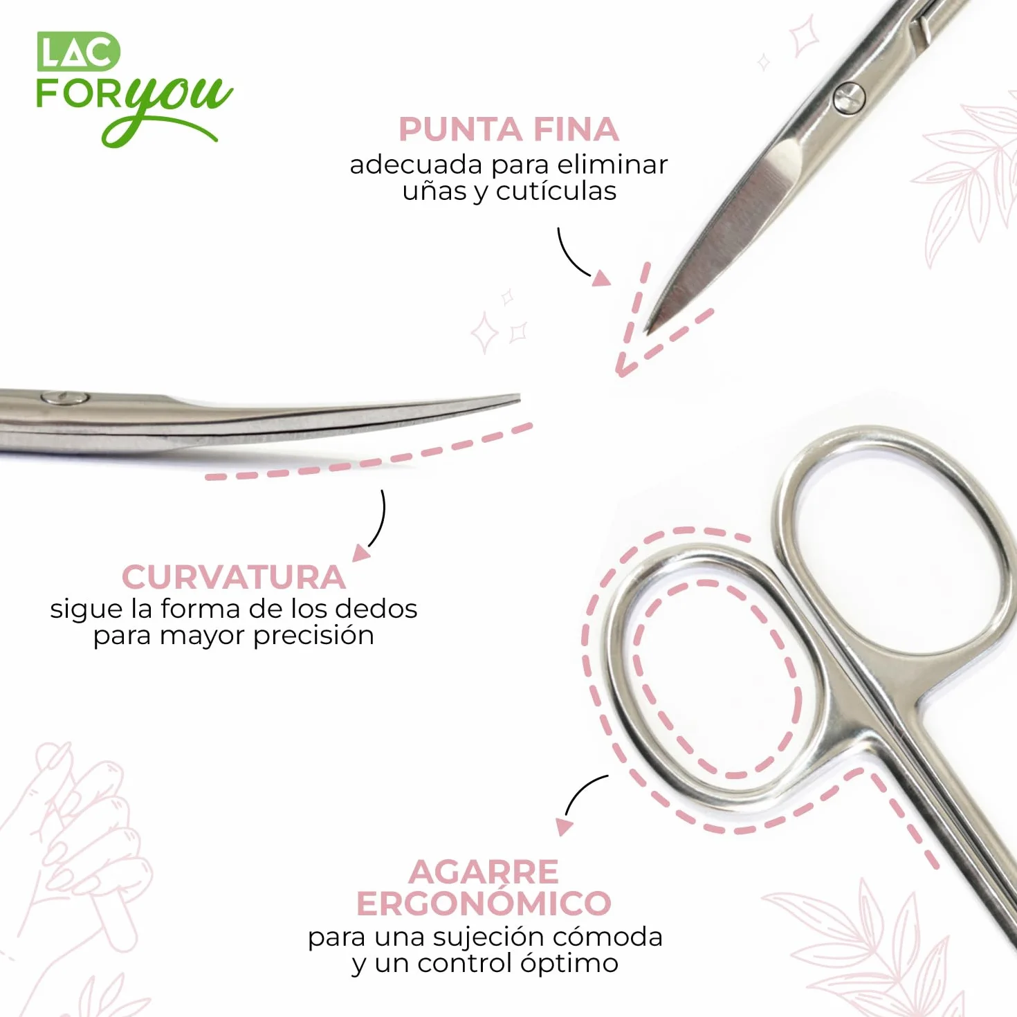 Tijeras Uñas y Cutículas Acero Inox 9 cm Corte Preciso Manicura Pedicura