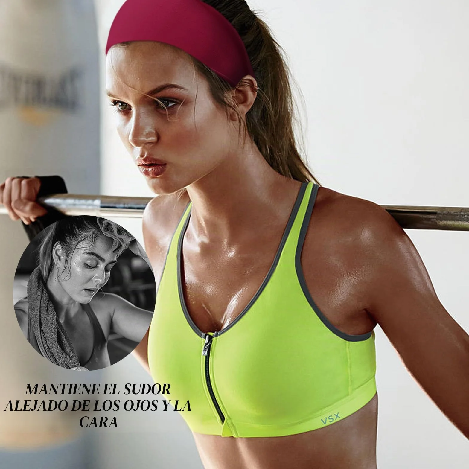 Diadema Mujer Elástico Cinta Pelo Absorbente Sudor Antideslizante Headband Yoga Fitness 8 Pcs