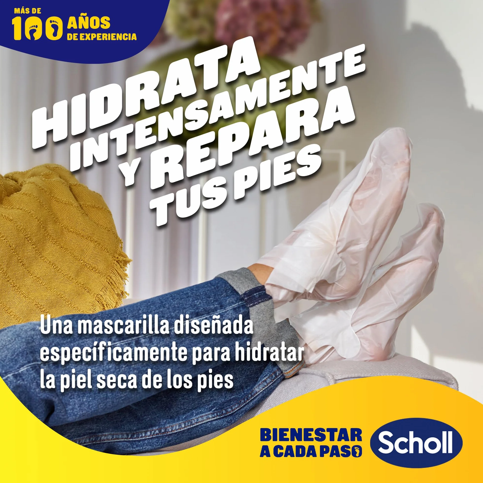 Scholl Mascarilla Nutritiva Para Pies, Hidratación Intensa 20 Minutos – 1 Par