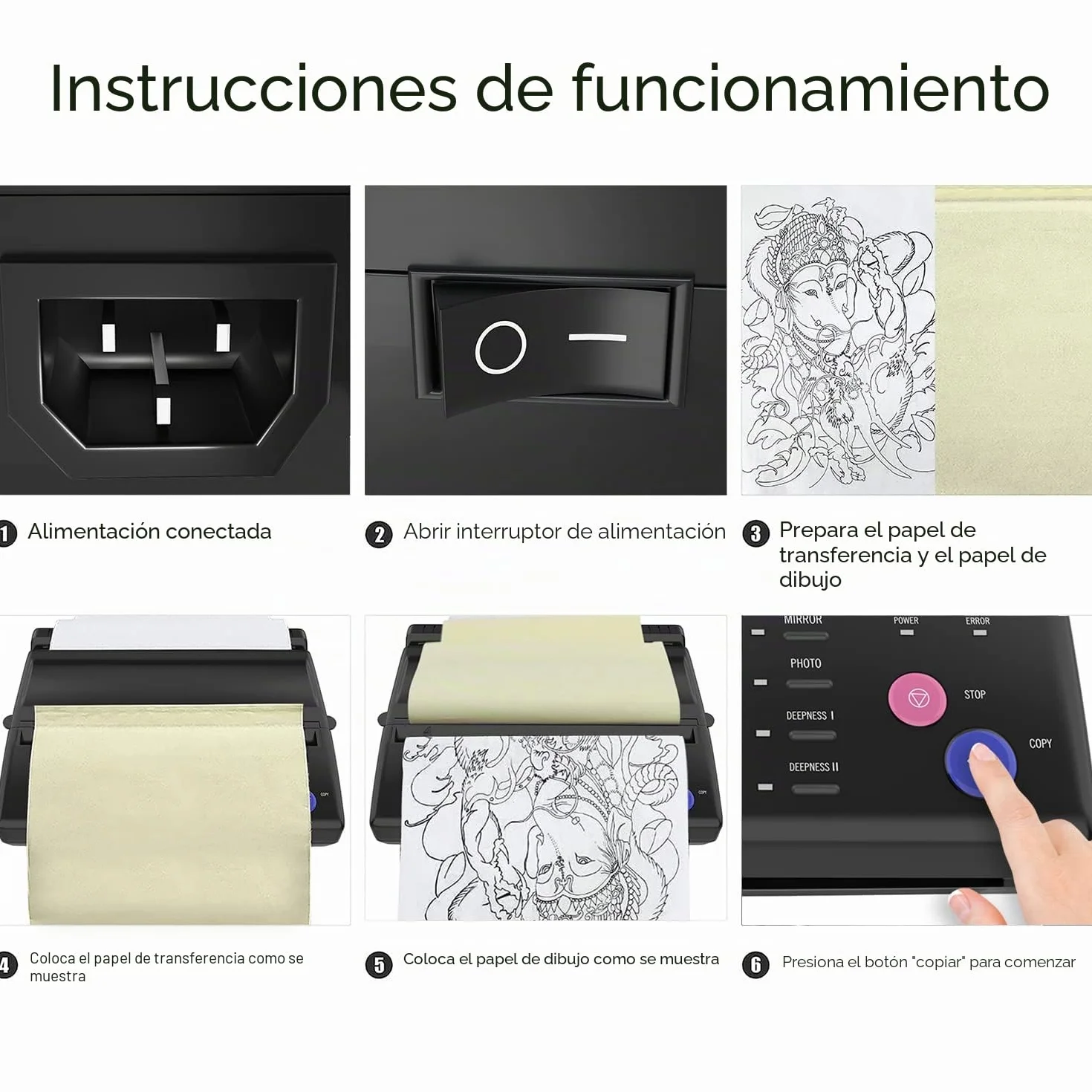 TATELF Máquina Stencil de Tatuajes Termocopiadora Tattoo Máquina de Transferencia de Tatuajes Plantilla de copiadora térmica de Tatuaje Maker Copiadora de Tatuaje A5 A4 Copiadora de Plantilla