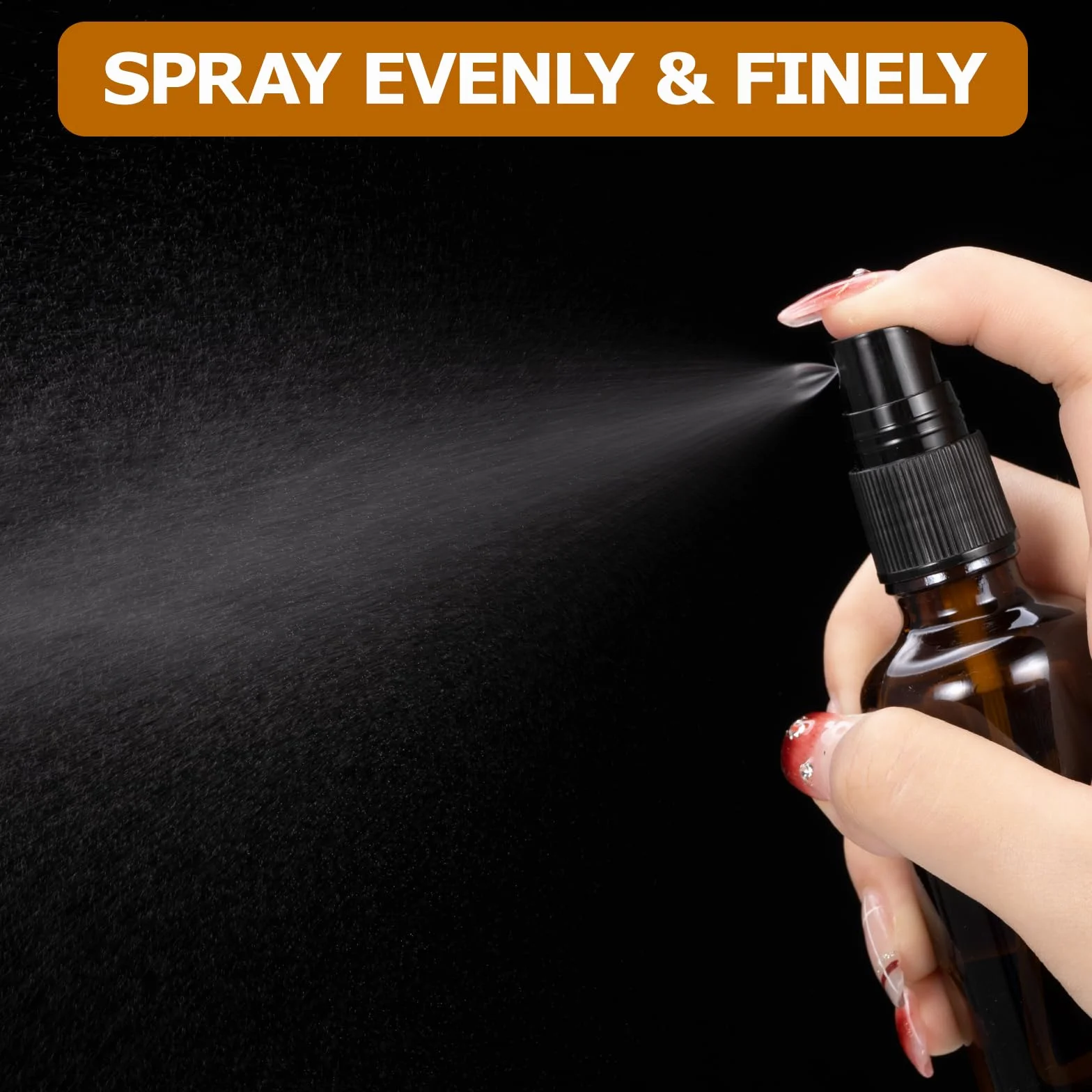 Kiperline 6 botellas spray de cristal vacías 50 ml, ámbar, con embudo, pipetas y etiquetas para aceites esenciales